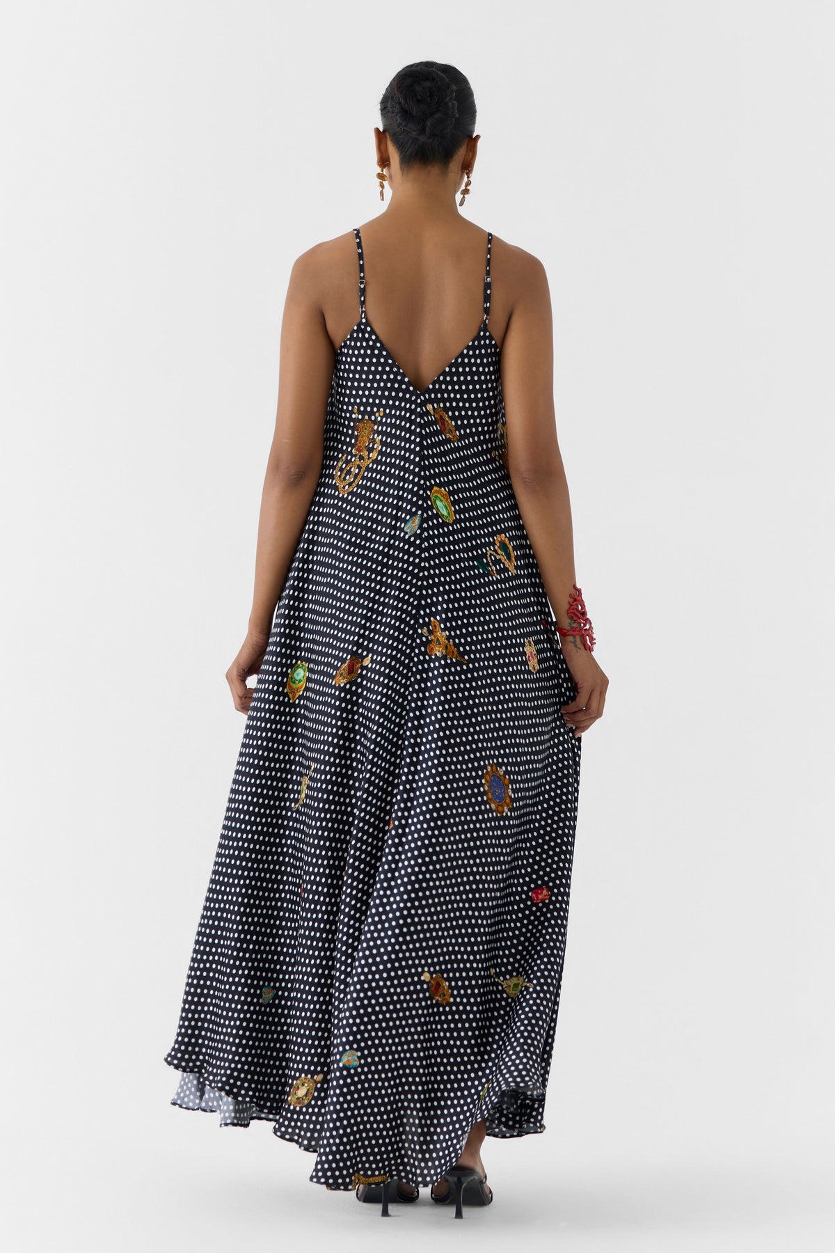 Onyx Polka Dot Strappy Dress