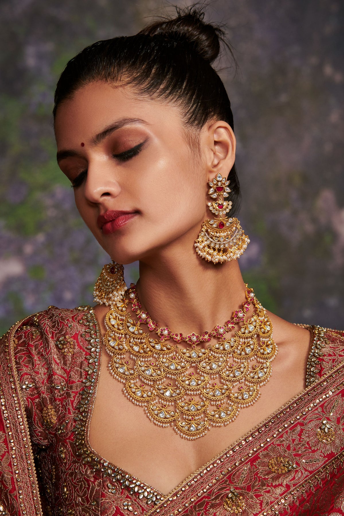 Gilded Crescent Bridal Earrings