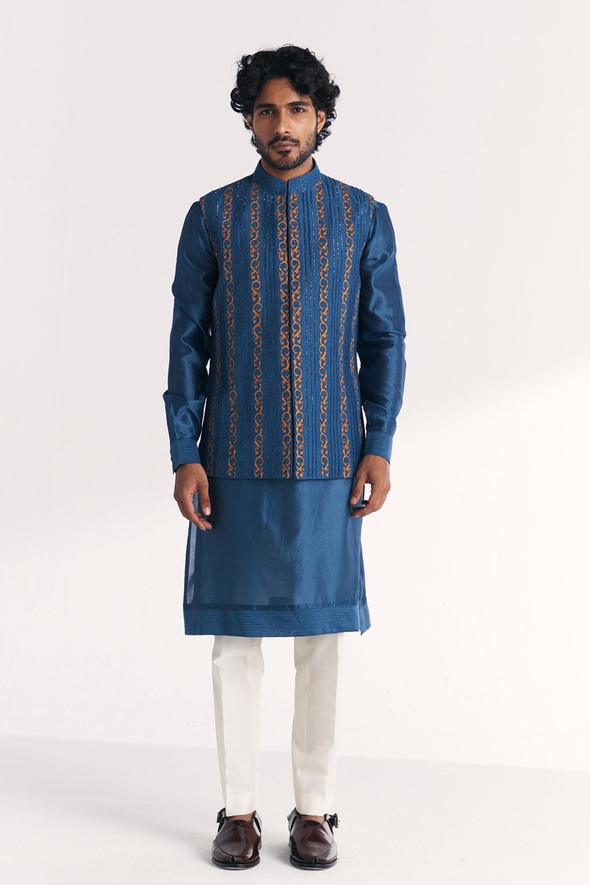Shahid Blue Nehru Jacket Set