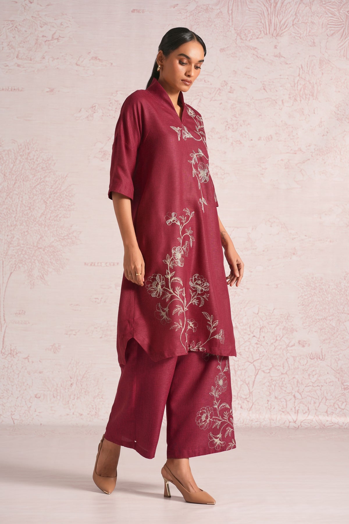 Bloomscape Merlot Kurta Set
