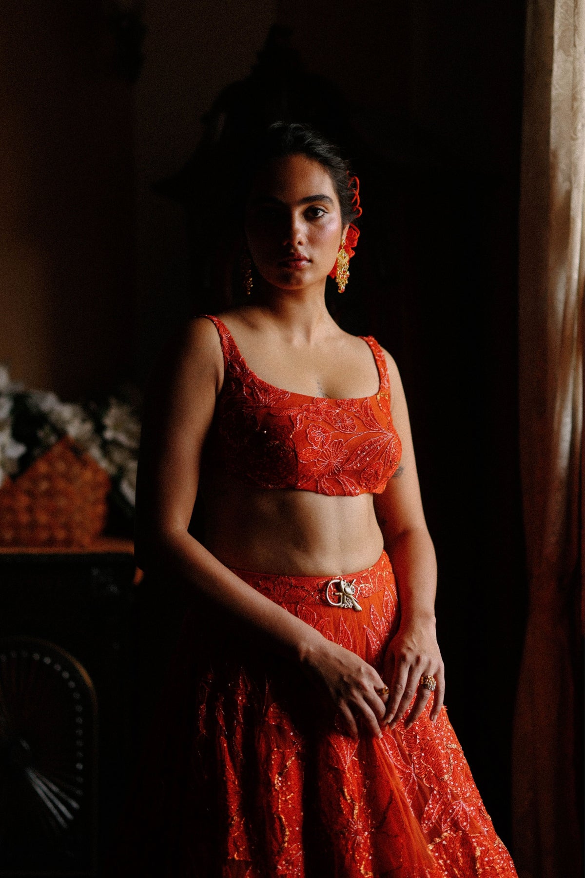 Ginger Orange Lehenga Set