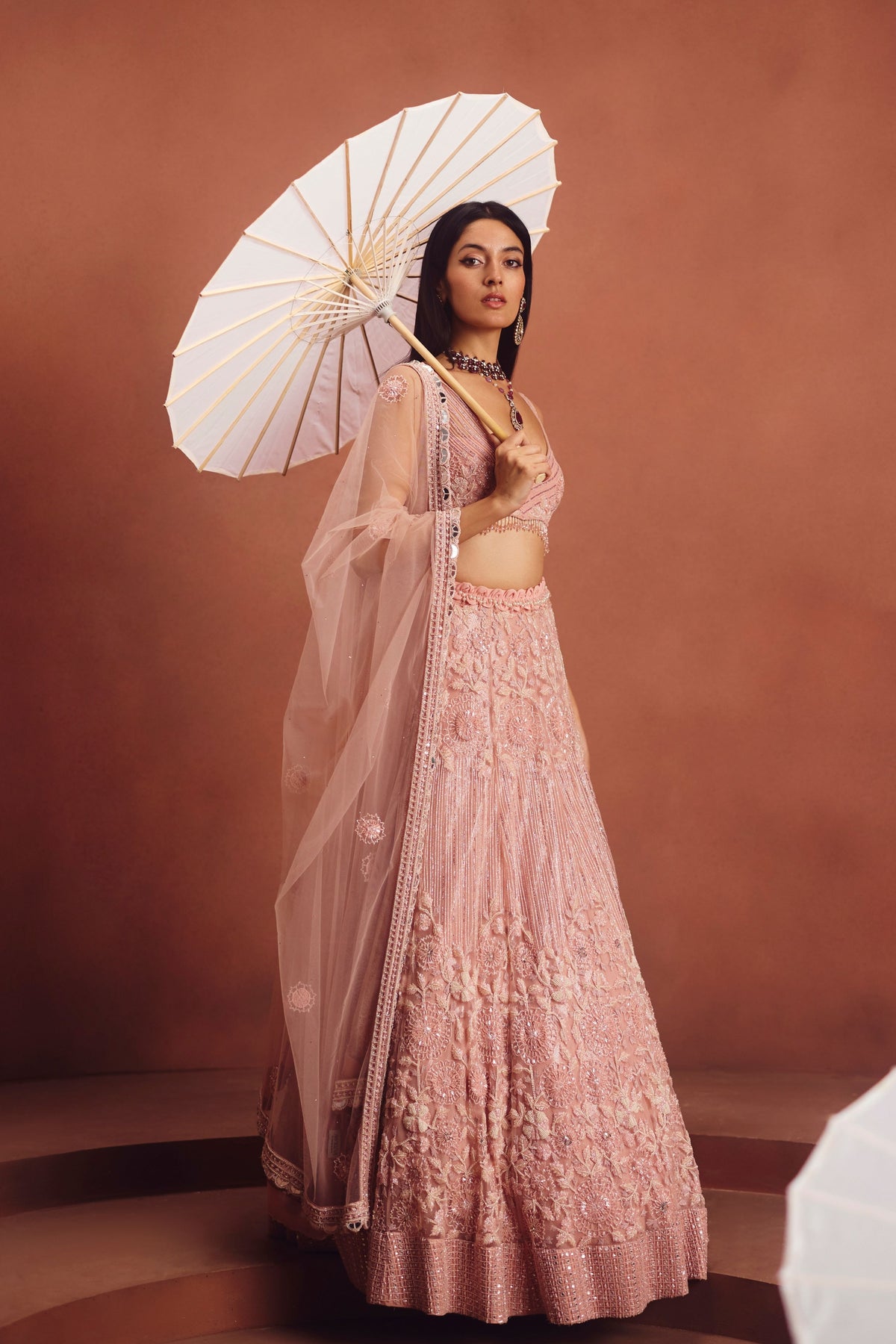 Pink Embroidered Lehenga Set