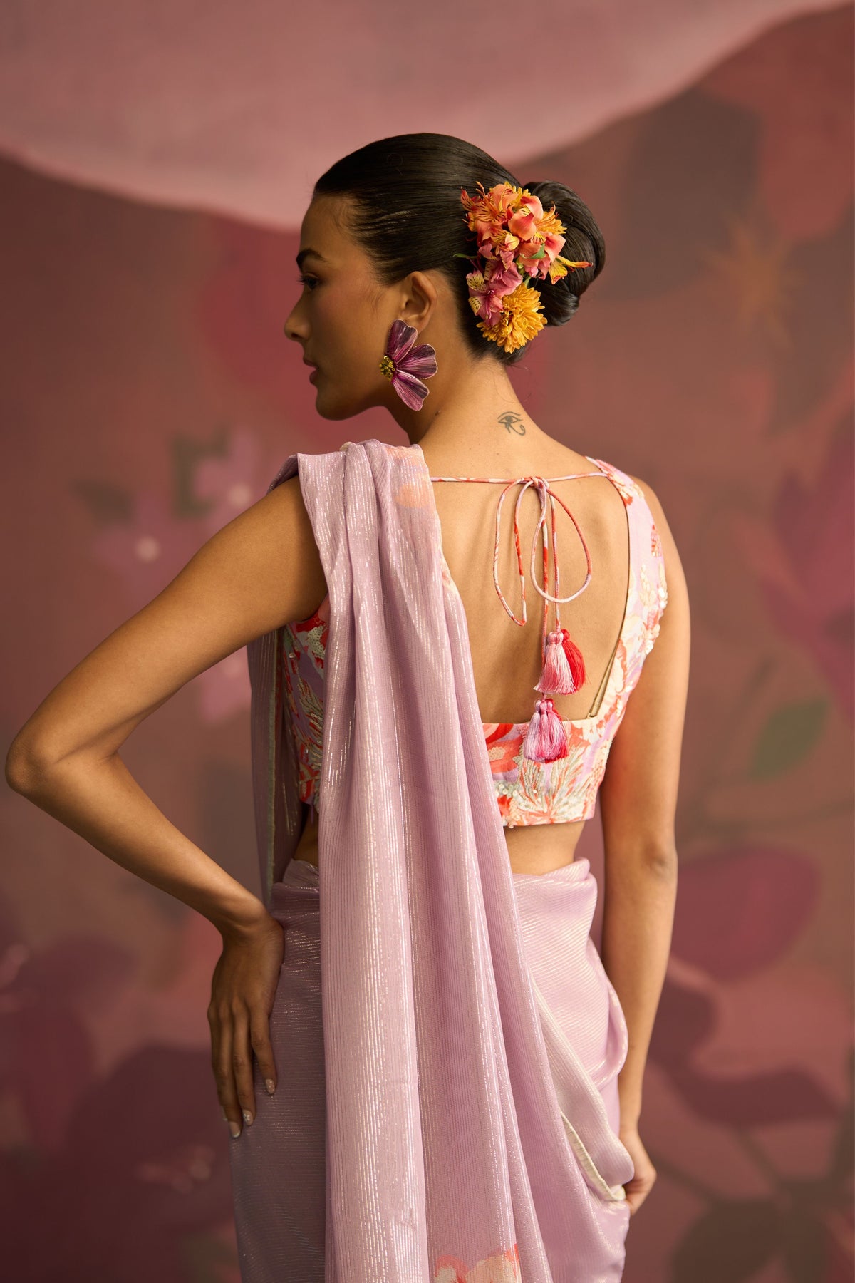 Lavender Blush Veil Saree Set
