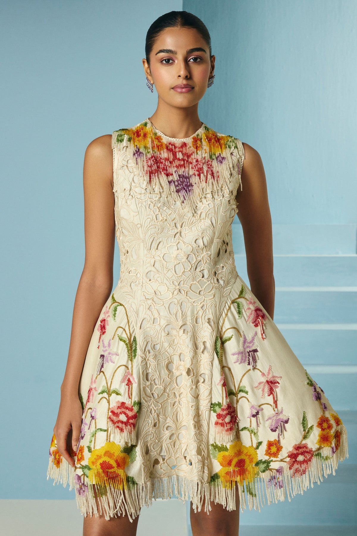 Ivory Cutwork Panelled Dress