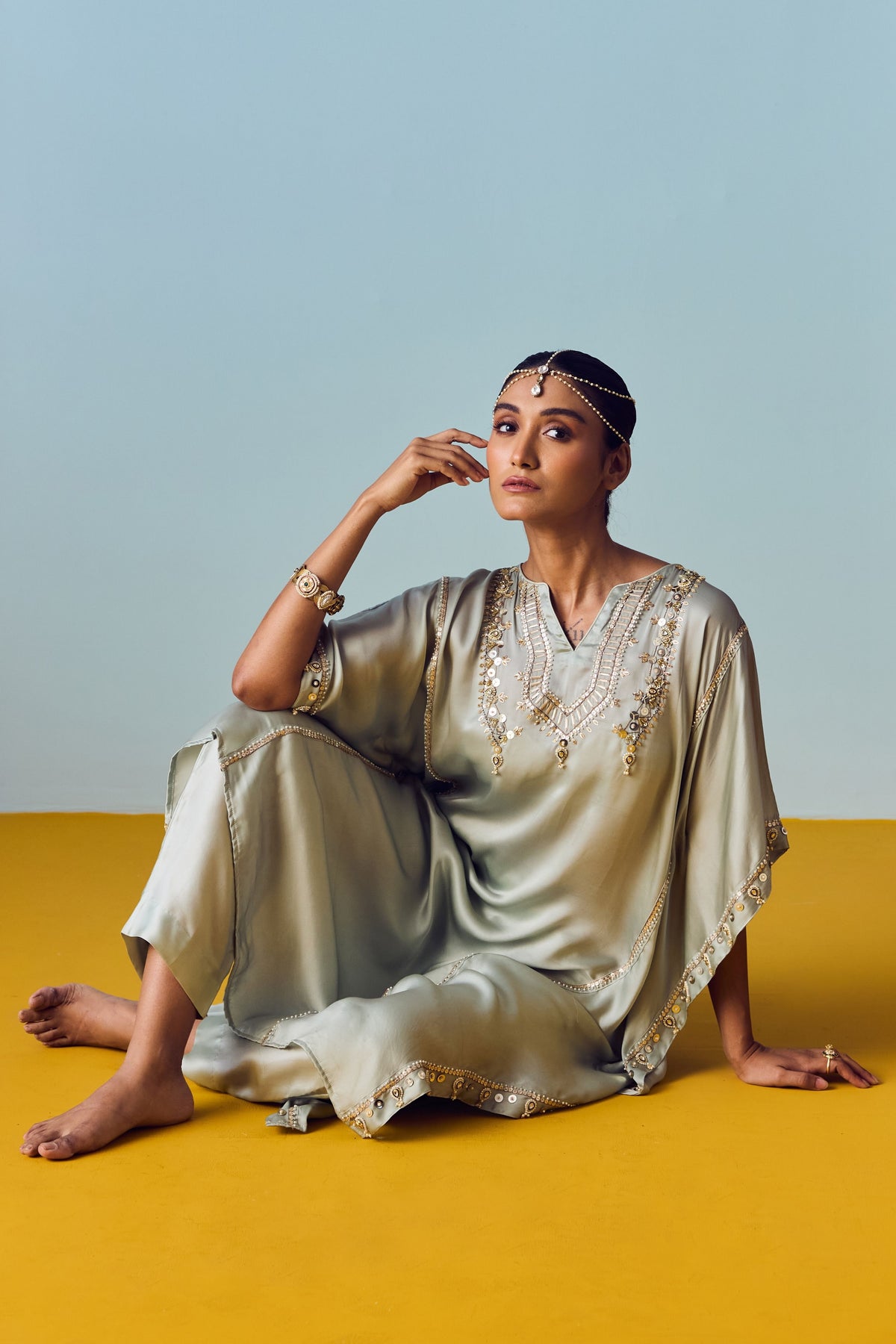 Nourie Sage Kaftan Set