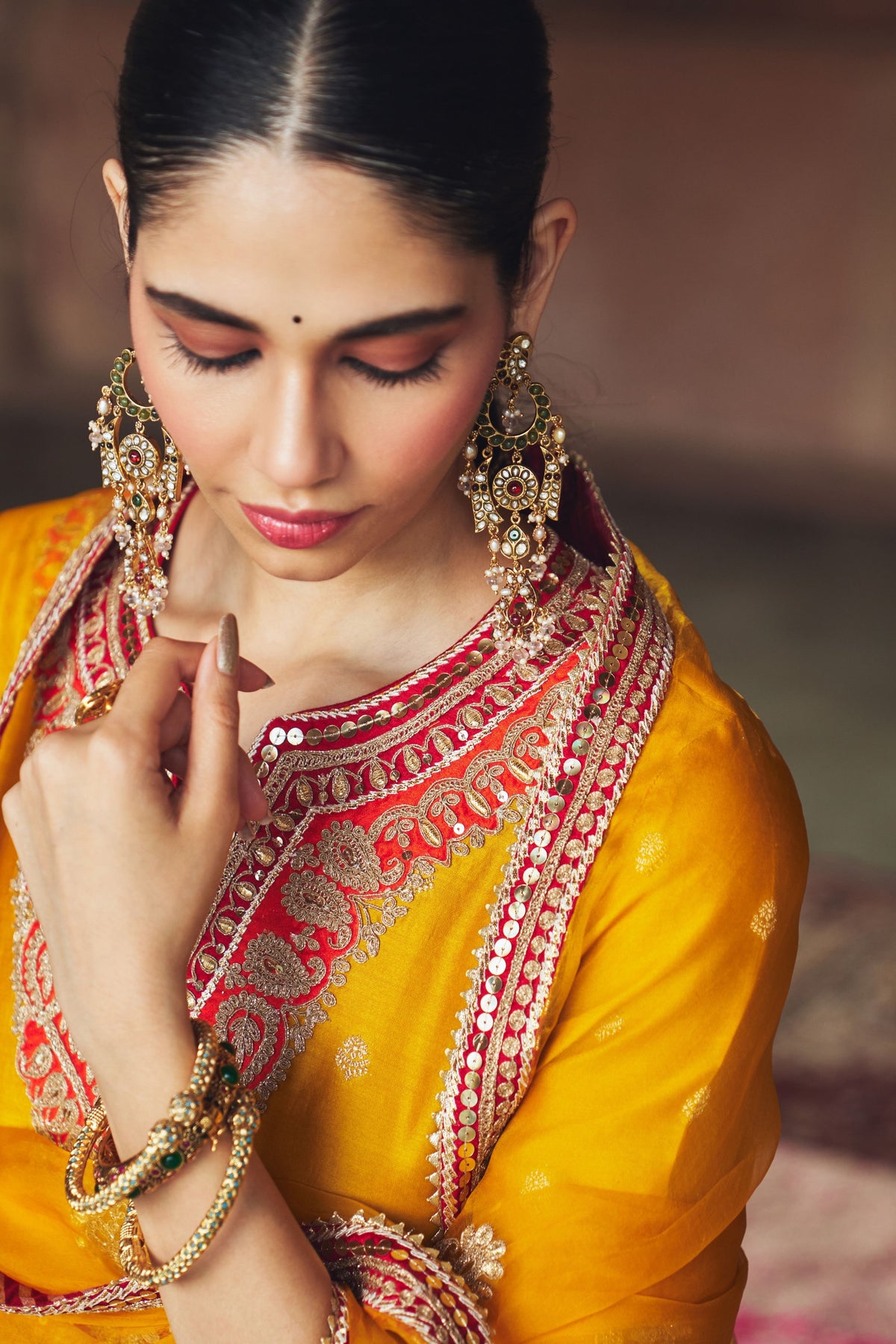 Hafsa Mustard Chauga Set