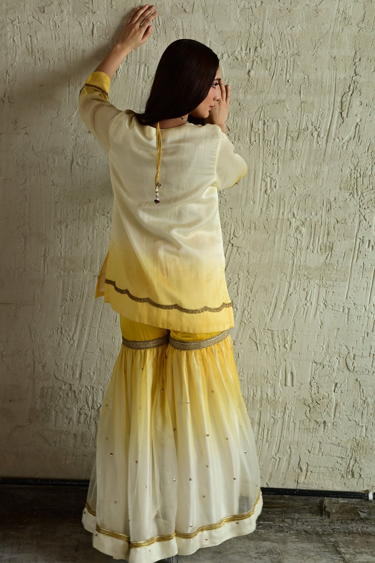 Golden Yellow Ghevar Kurta Set