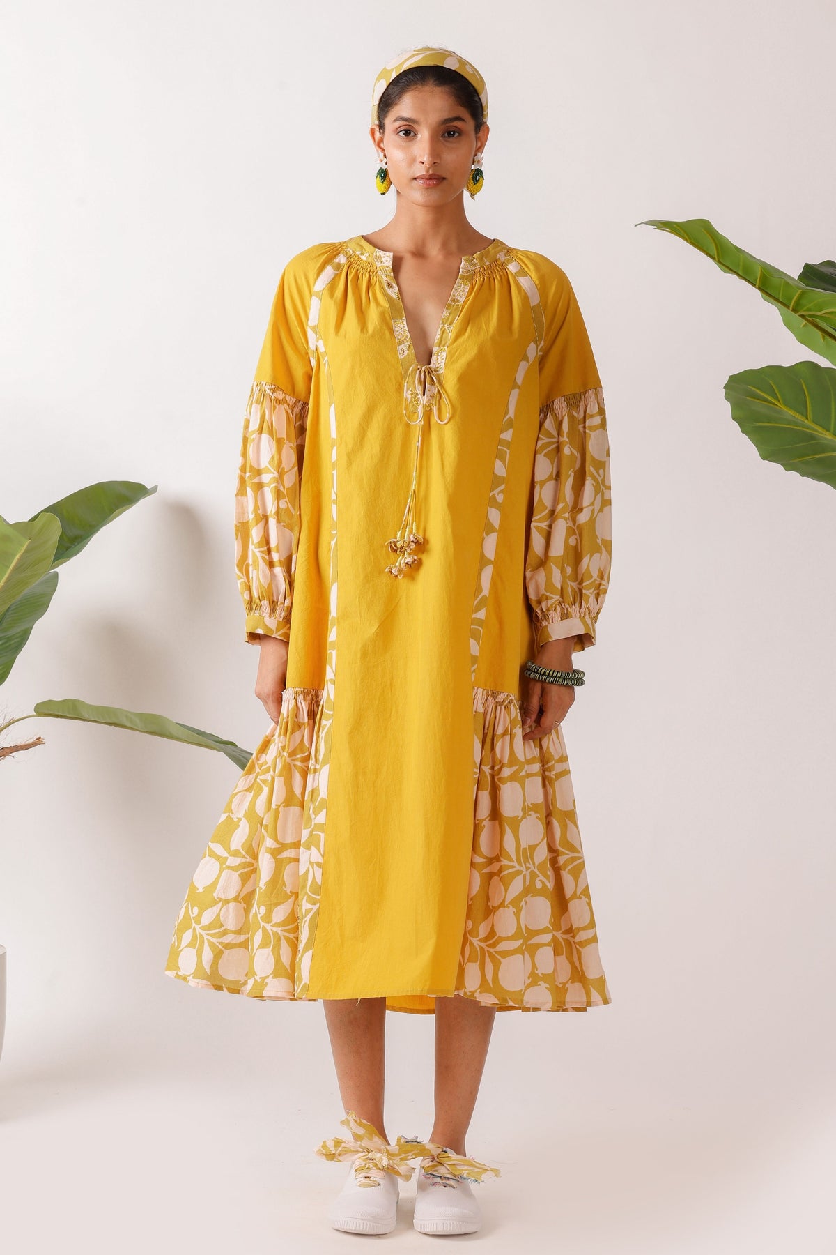 Olive Pomegranate Print Dress