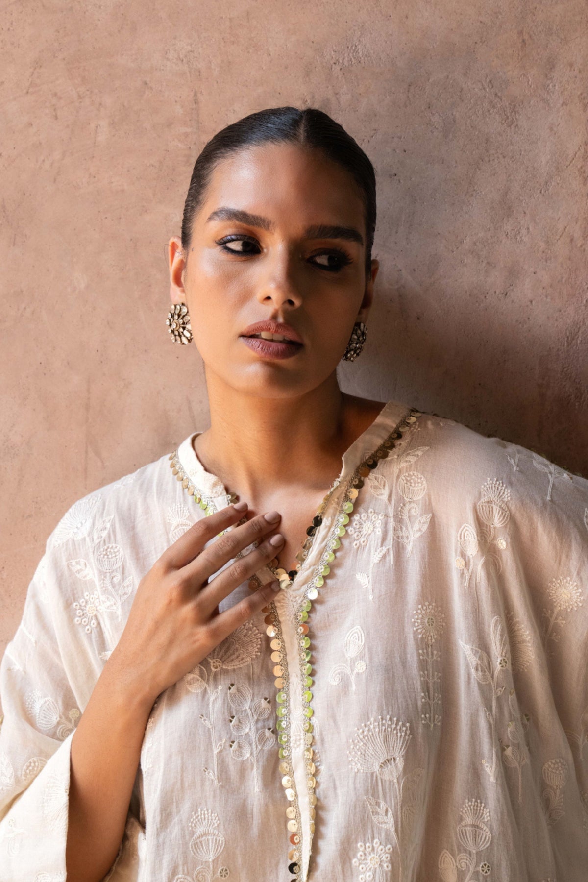 Off White Sunflower Kurta Set