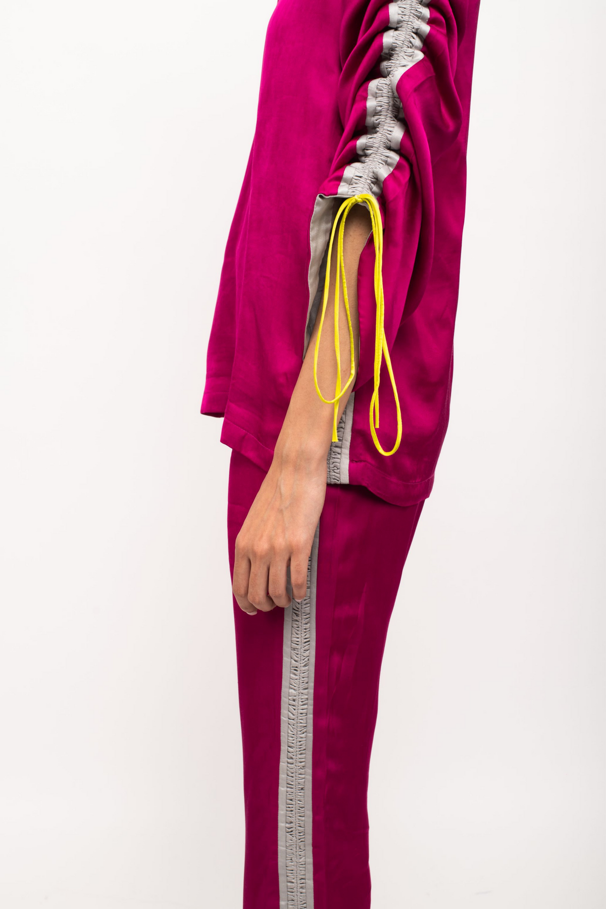 Wine and Grey Rouching Set