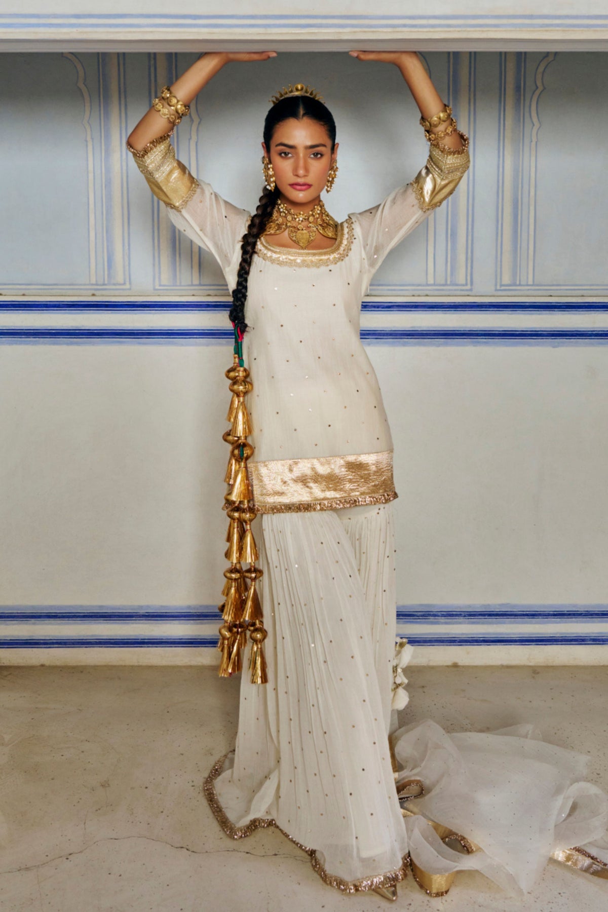 Ivory Straight Sharara Set
