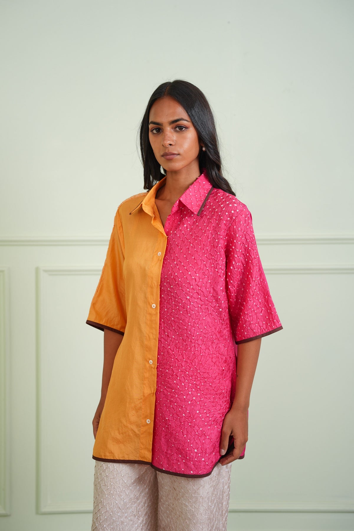 Pink Tangerine Bandhani Shirt
