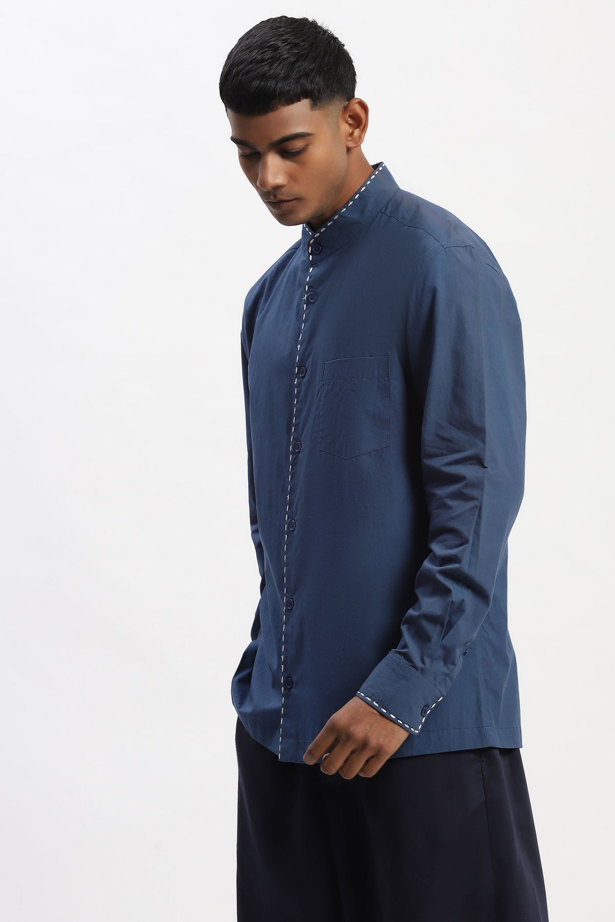 Blue Engineered Kantha Shirt