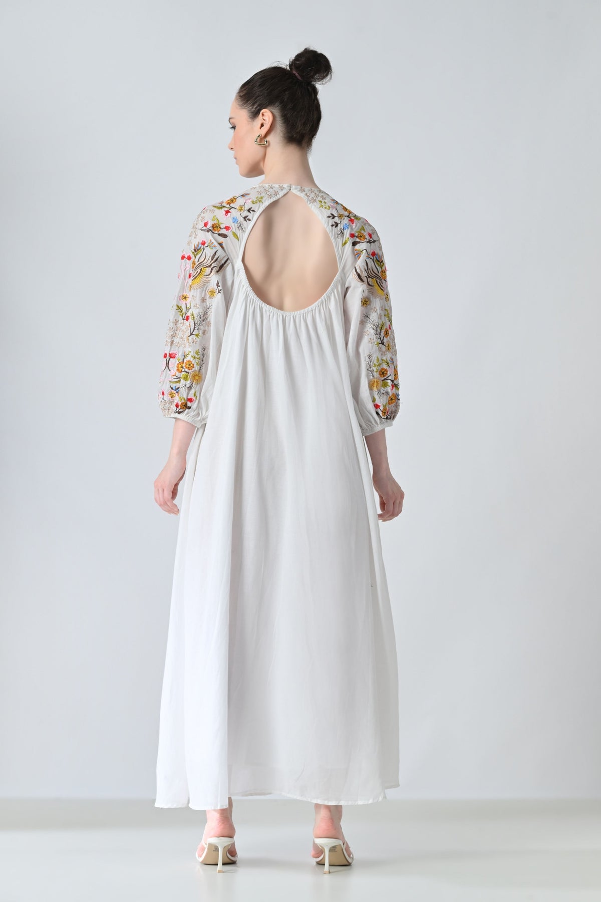 Ivory Floral Embroidered Dress