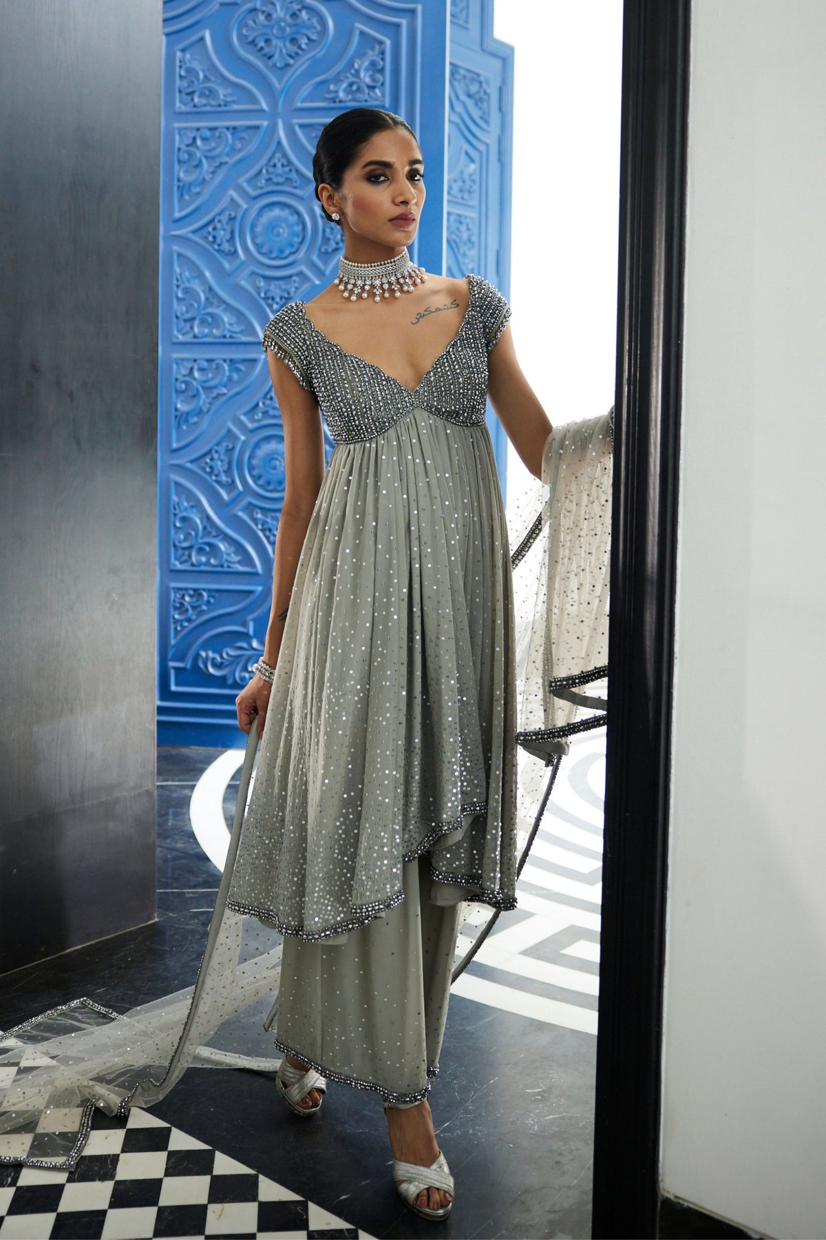 Crystal Grey Kurta Set