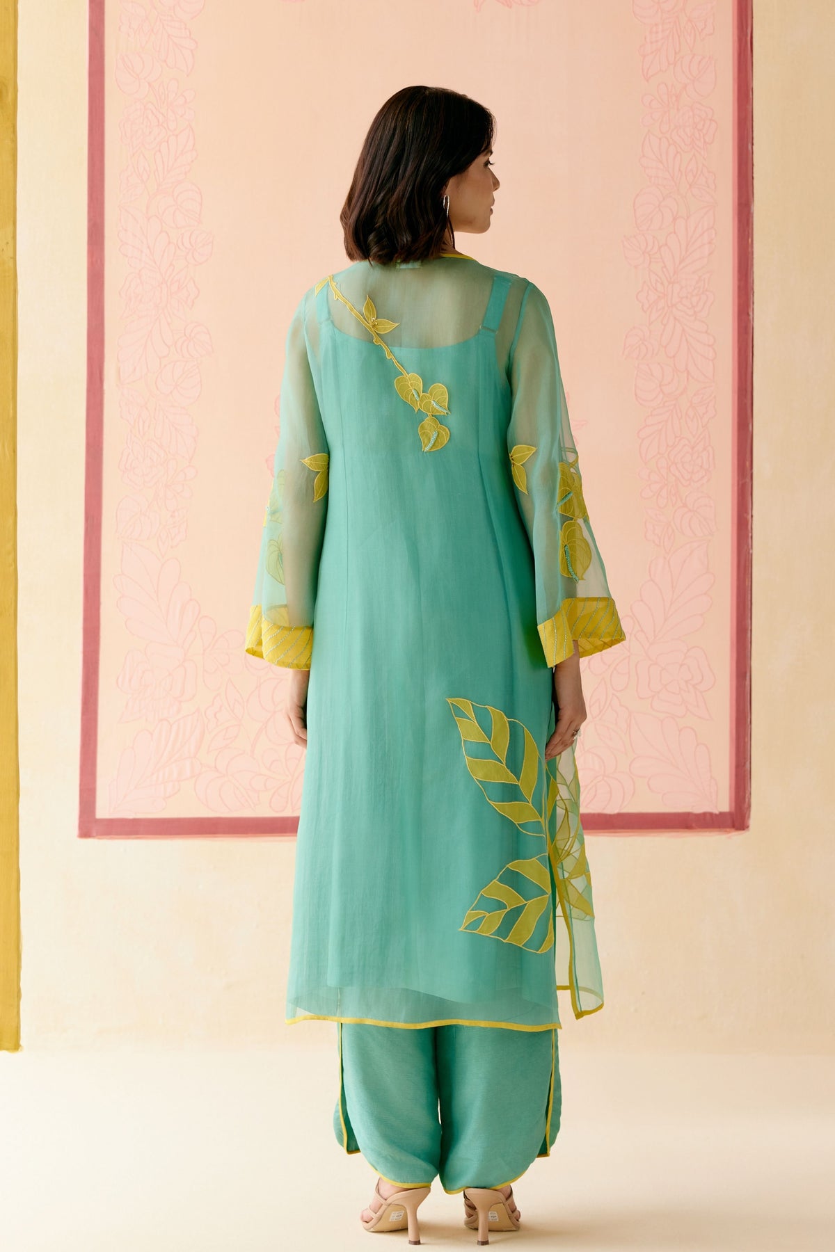 Mustard Floral Kurta Set