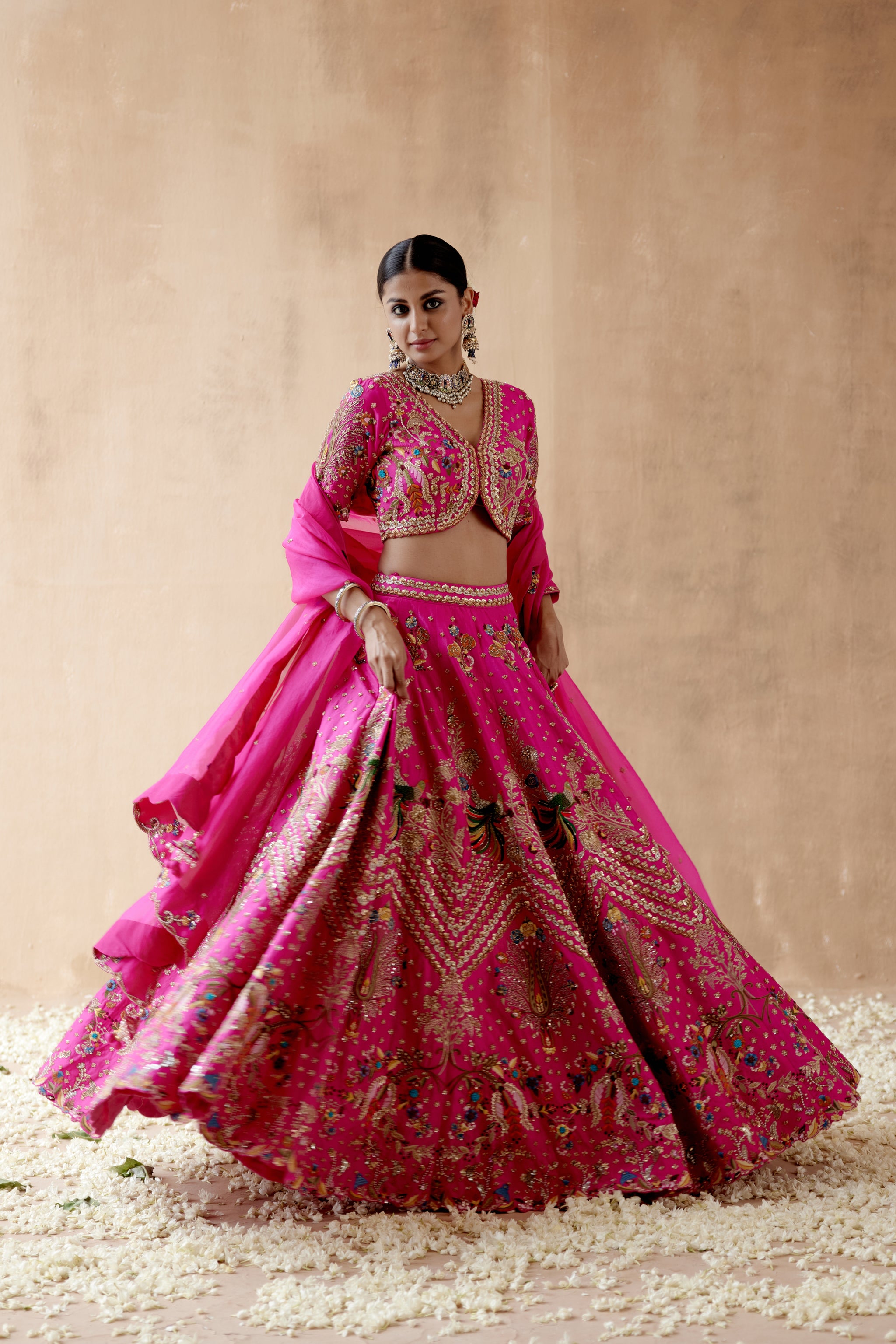 hot pink indian dresses Hot Pink Floral Kurta Set- Indian Clothing in Denver, CO and Aurora, CO- India Fashion X 3XL