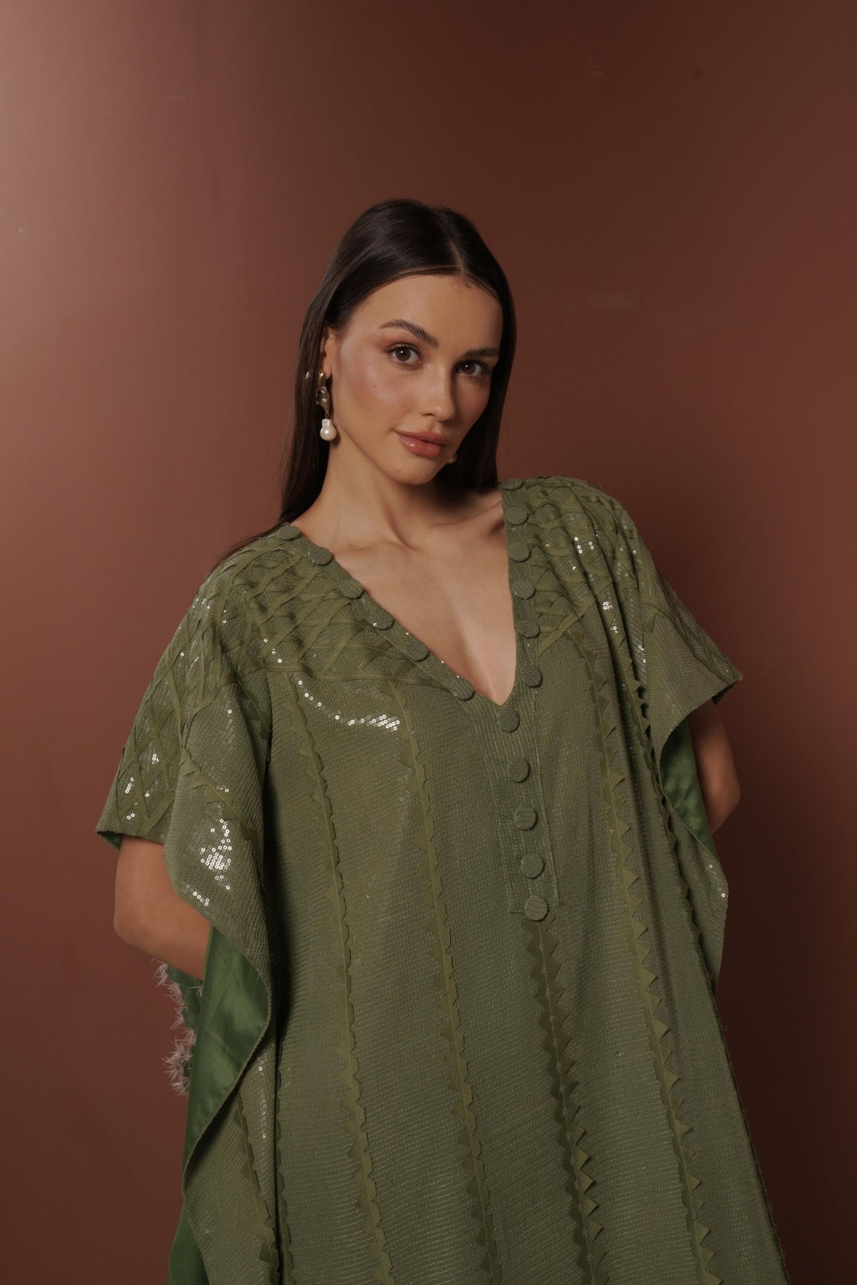 Kaftan With Applique Lace