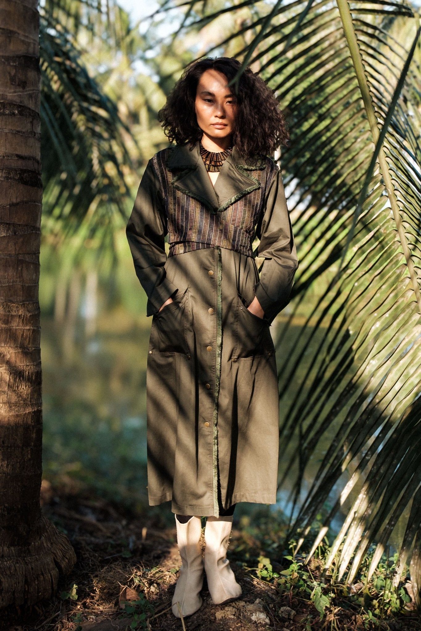 Upcycled Copenhagen Green Trench - The Terra Tribe - Elahe