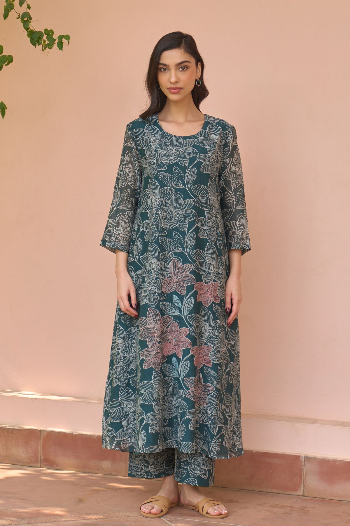 Jade Bloom Tunic Set