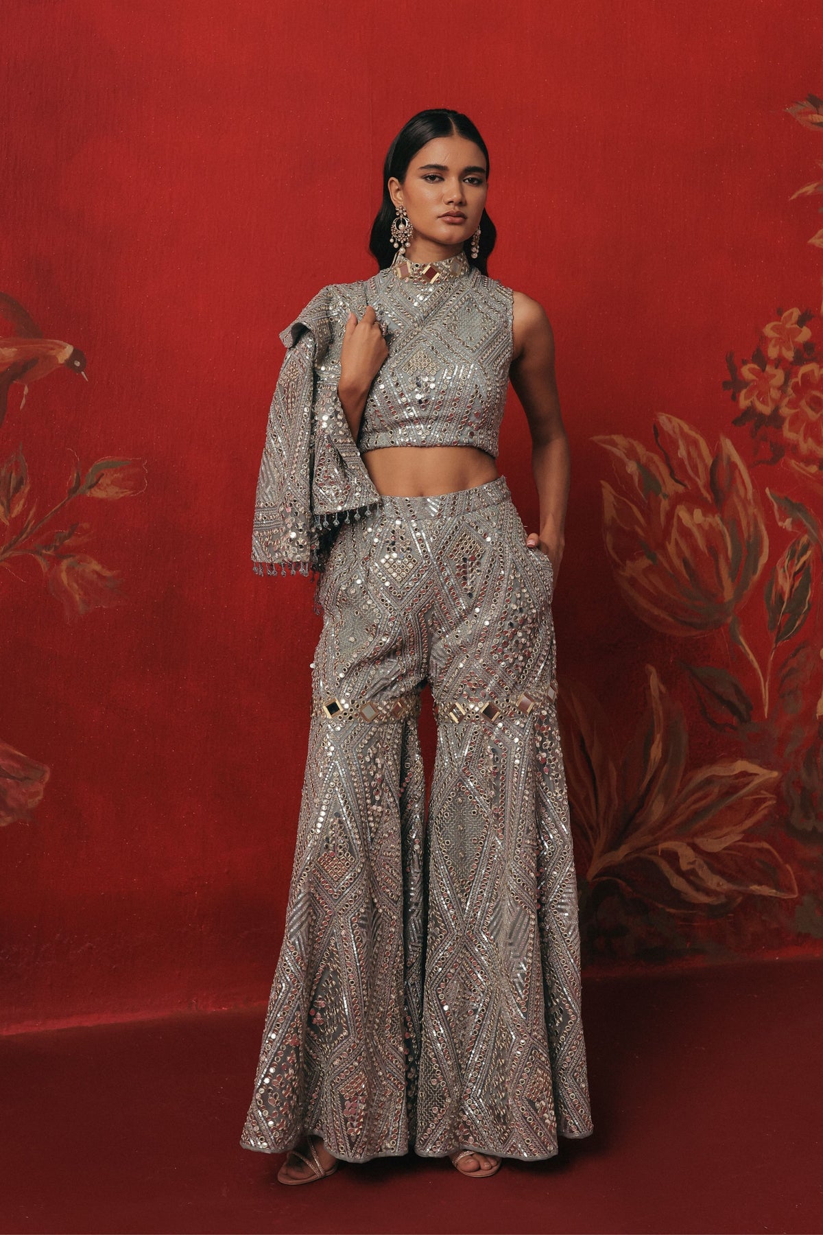 Muted Aqua Sharara Set