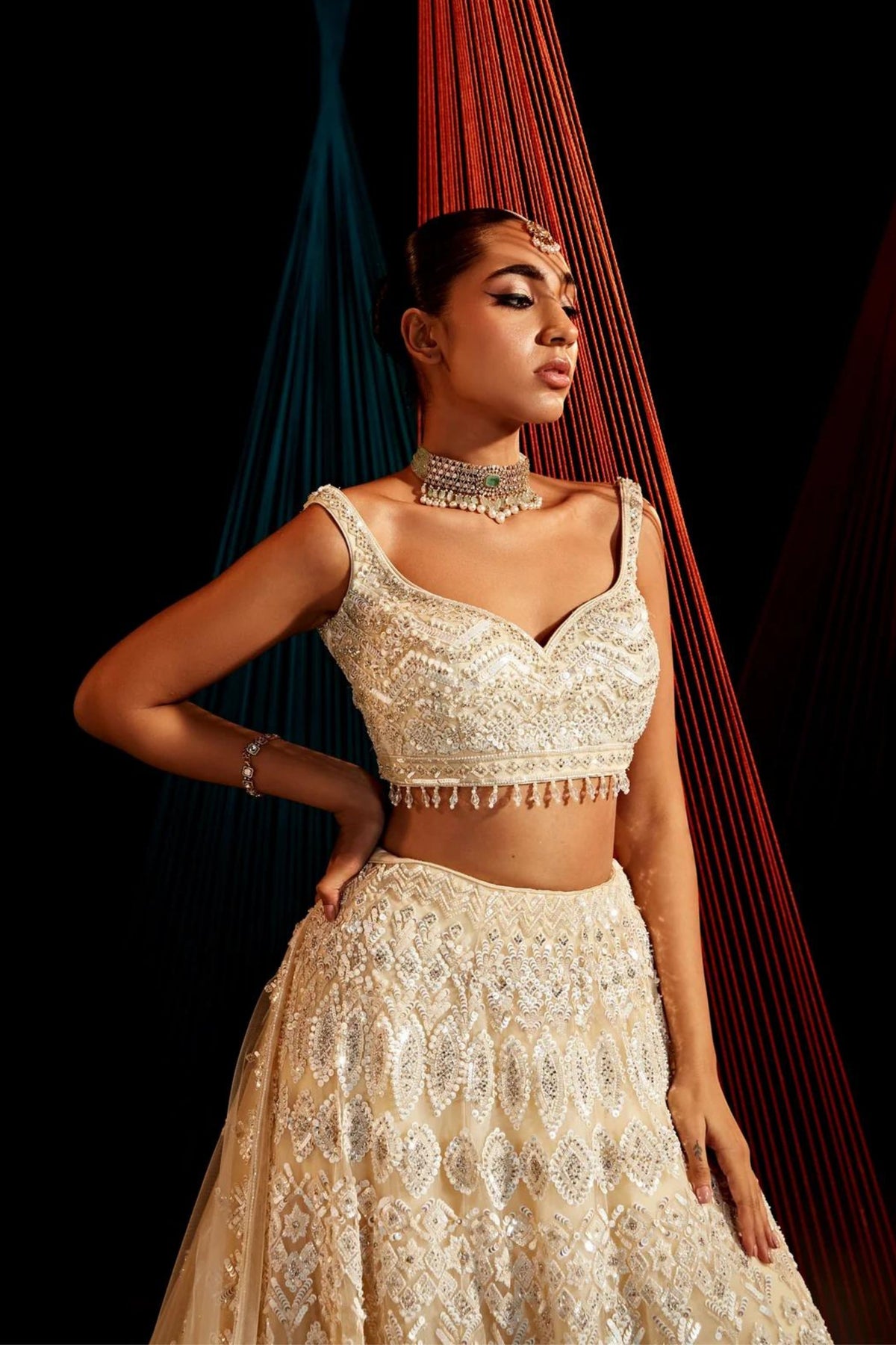 Ivory Lehenga Set