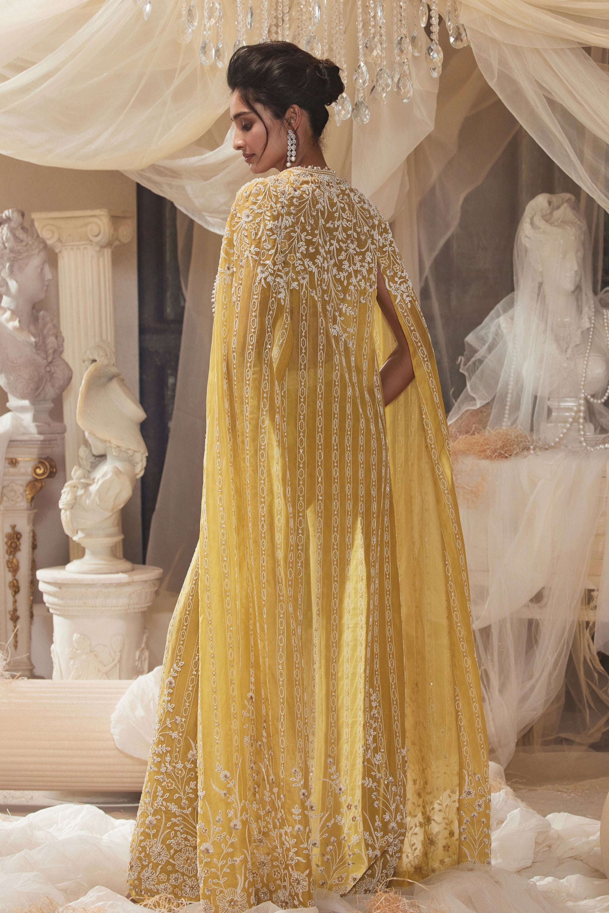 yellow cape dress self-portrait - Lace Mini durable polyester Grace K Butter Yellow Cape