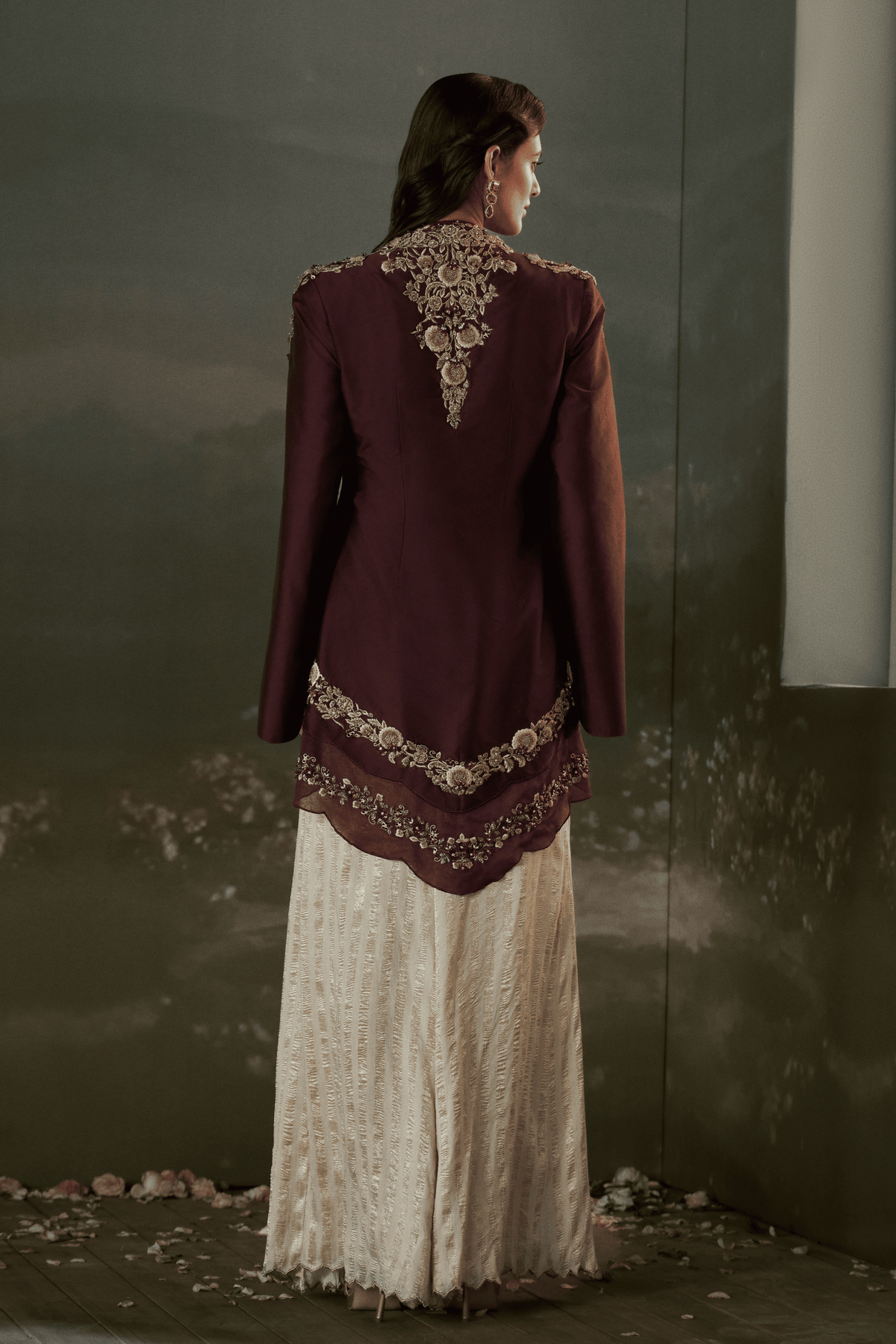 Burgurndy Sharara Set