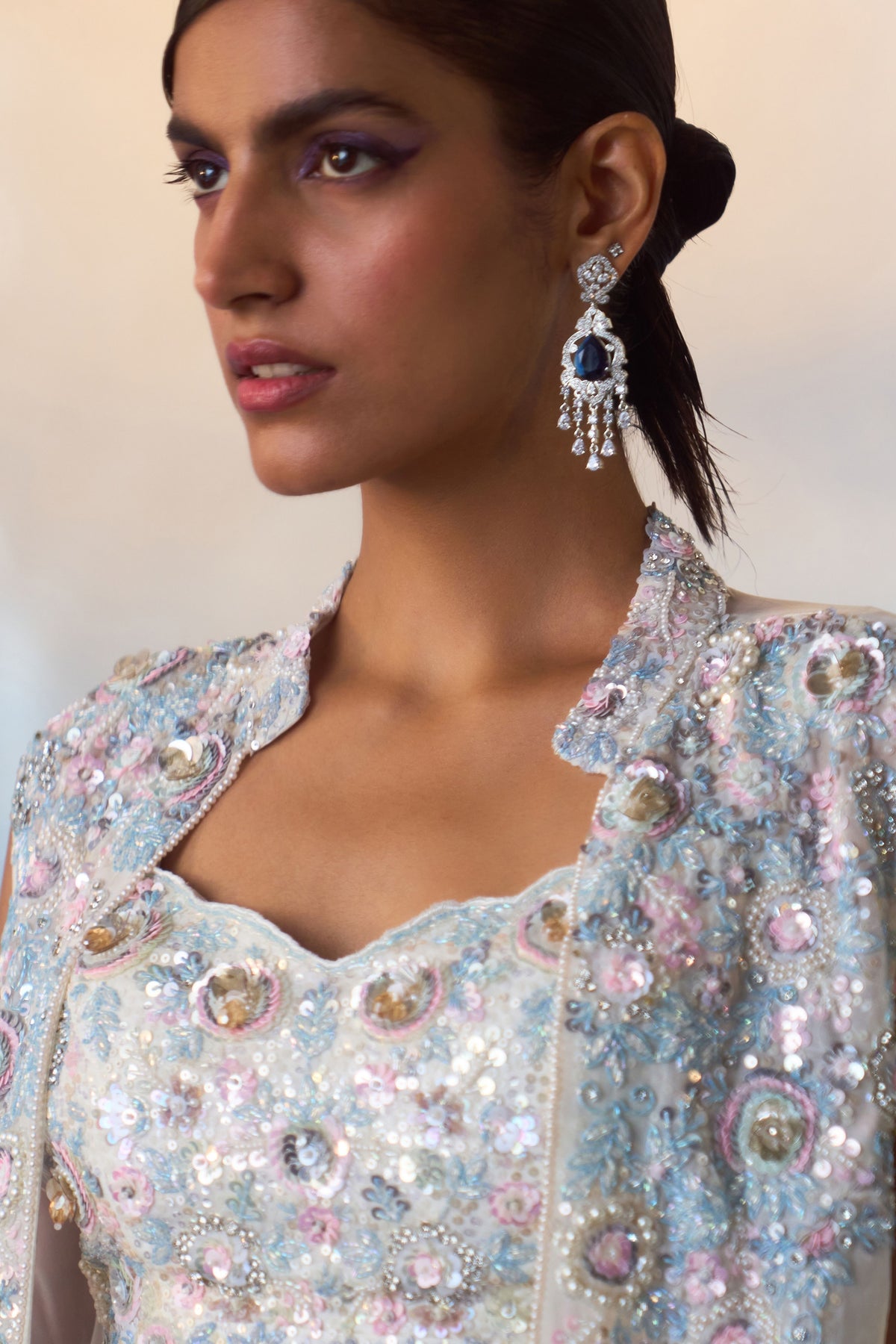 White Embroidered Jacket Set