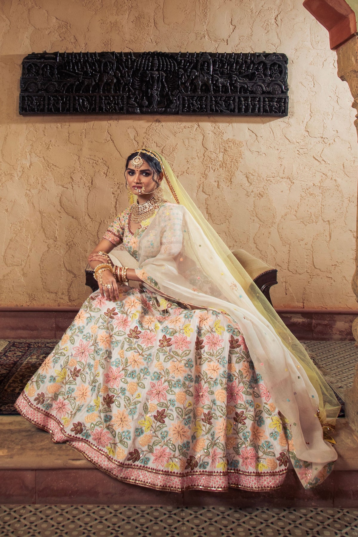 Ivory Embroidered Lehenga Set