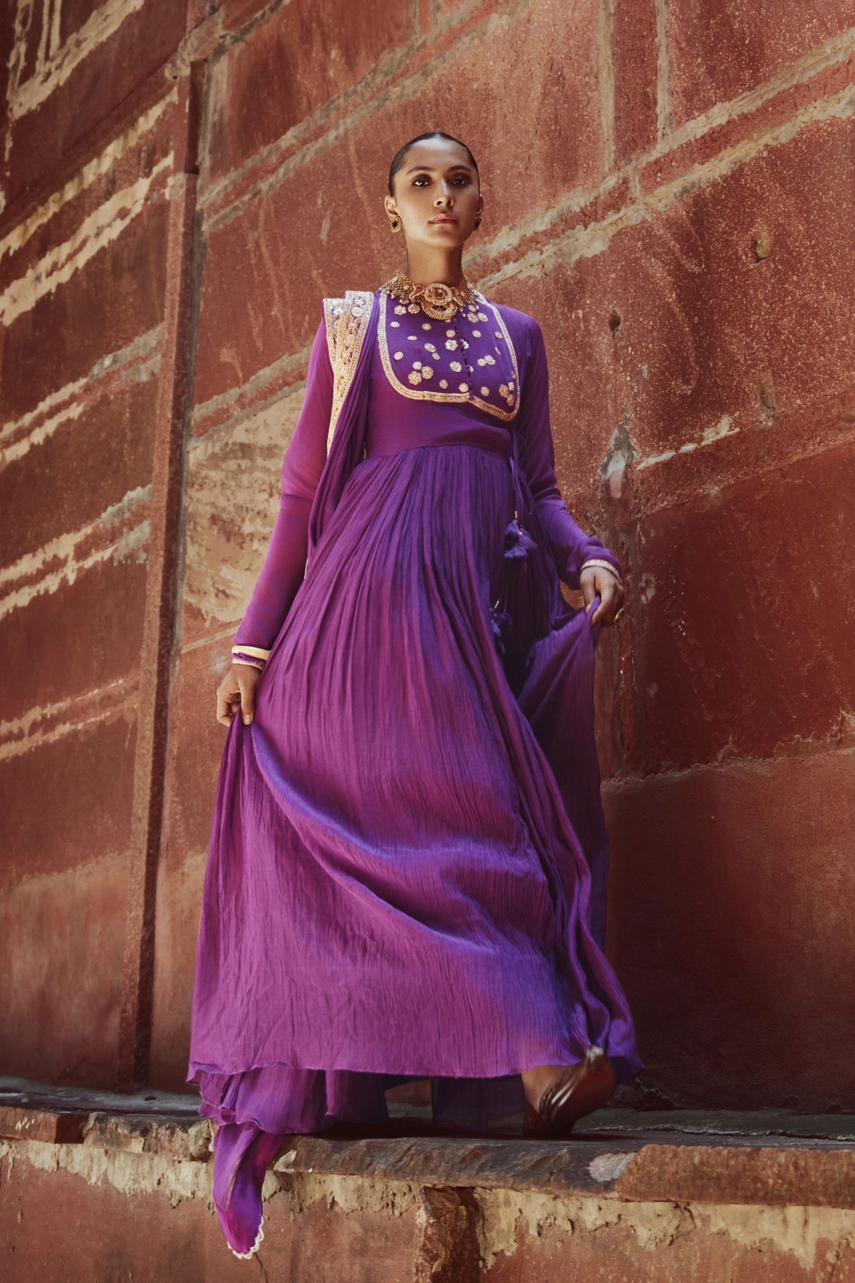Jamuni Chanderi Anarkali Set