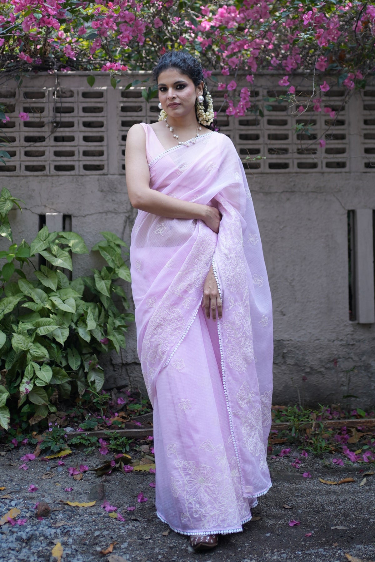 Nalini Ethereal Floral Pink Saree
