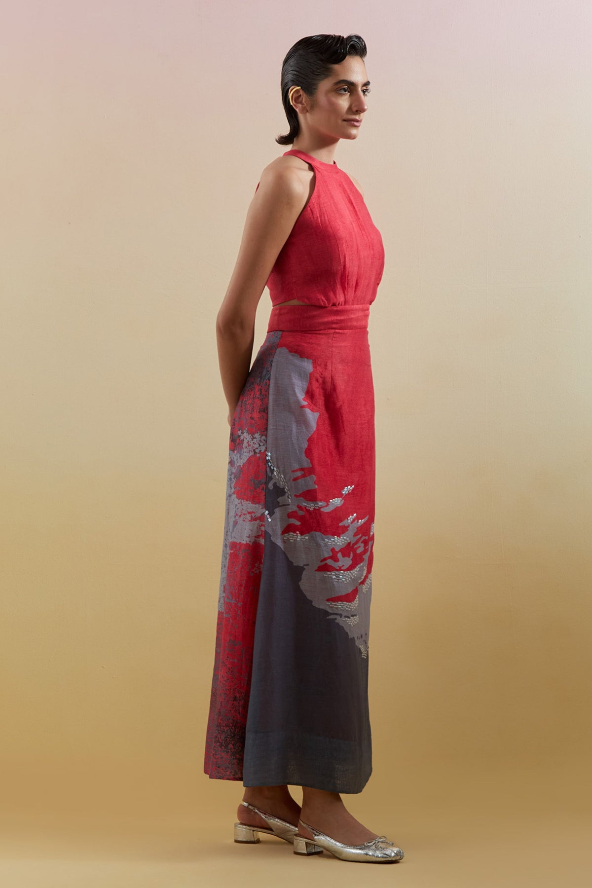 Gliss Pink & Grey Halter Dress