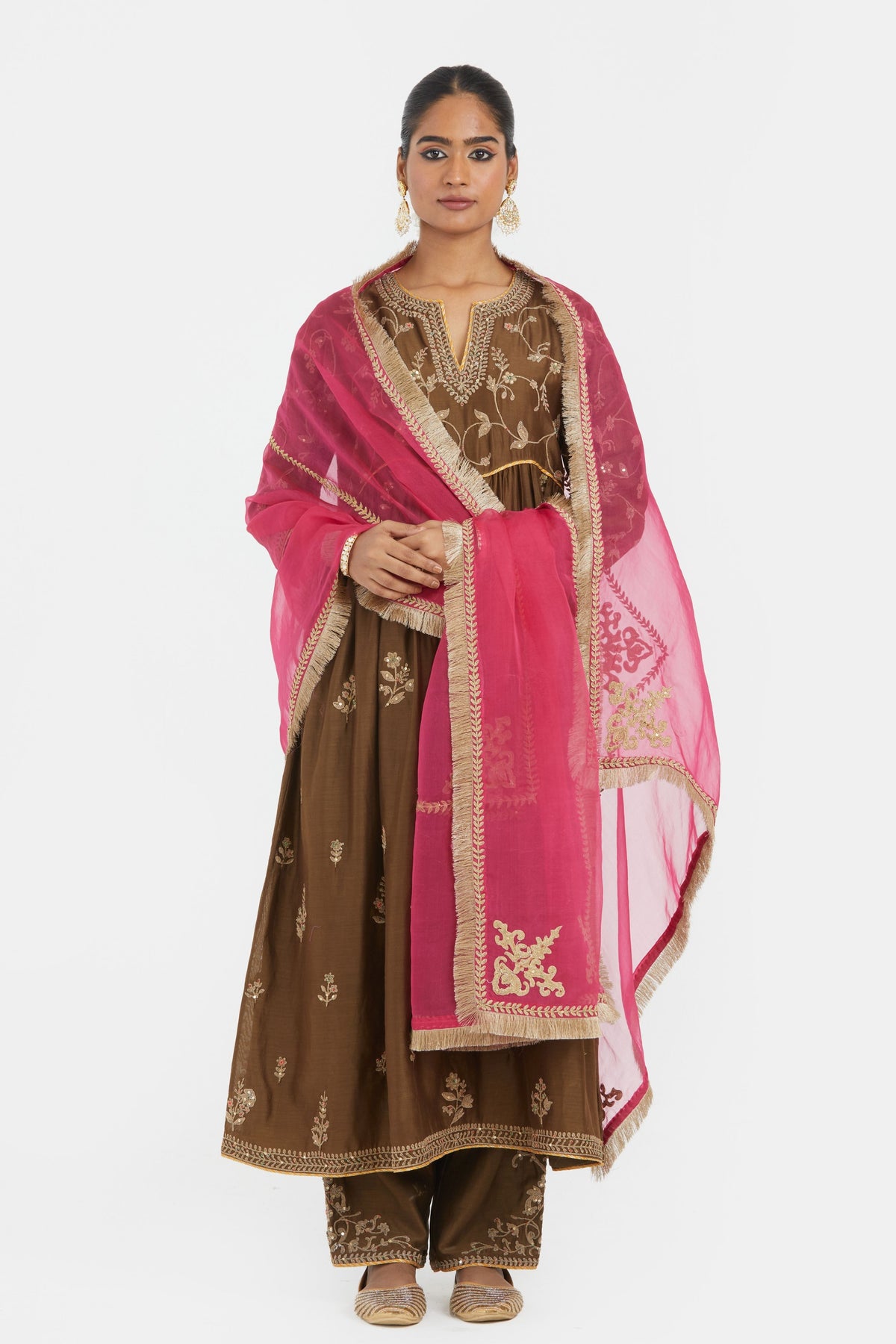 Olive Chanderi Kurta Set