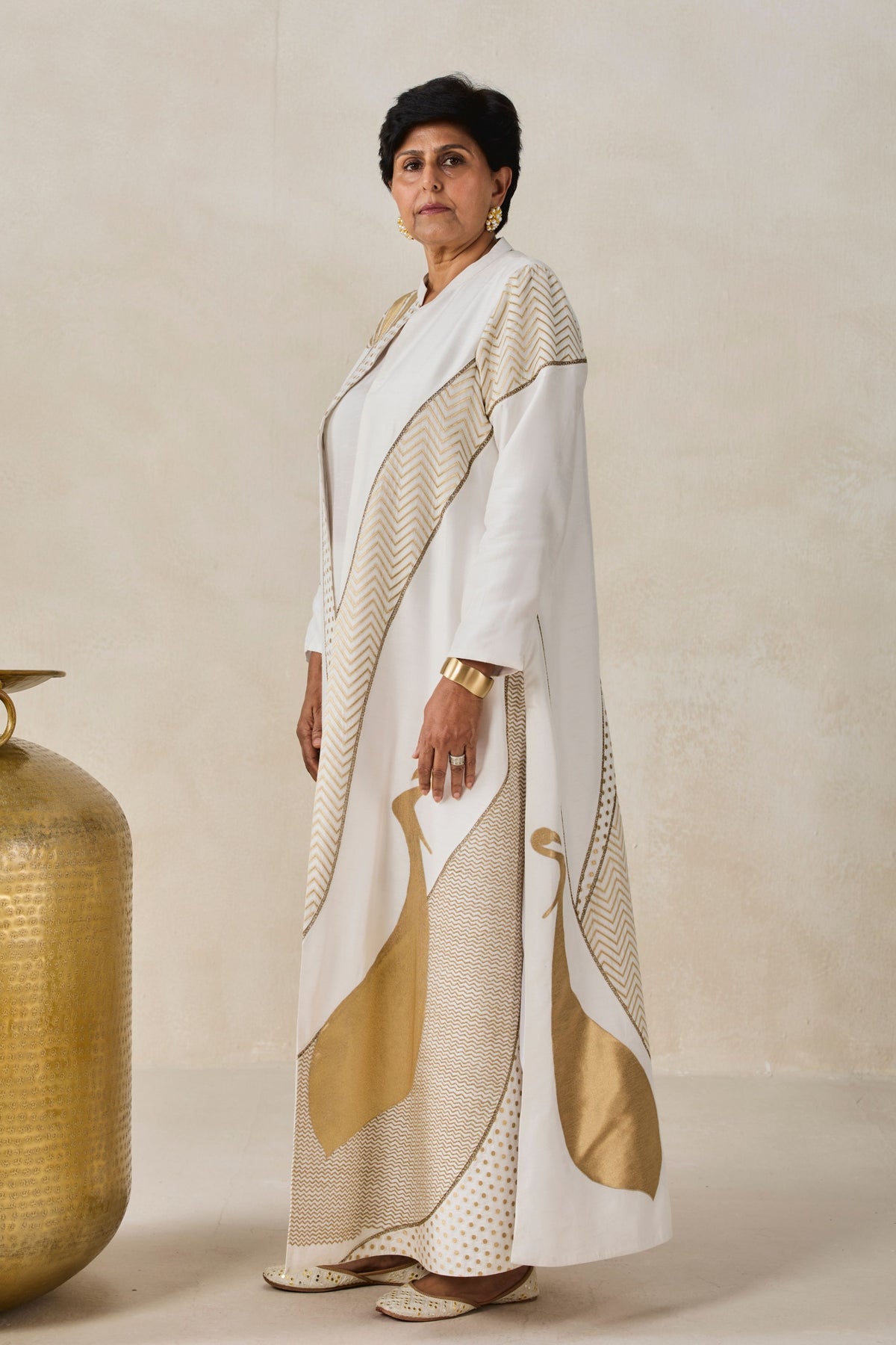 Chanderi Long Jacket Set