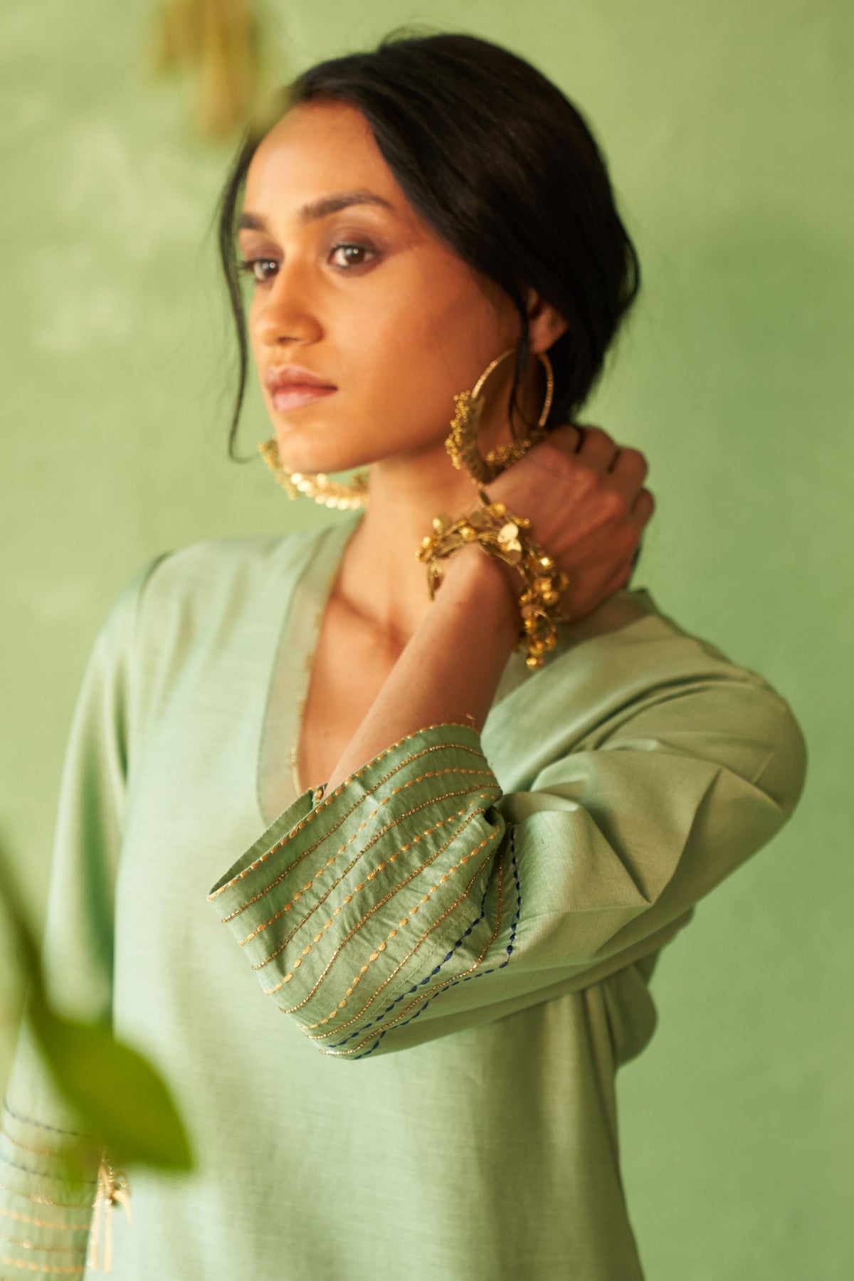 Palm Motif Kurta Set
