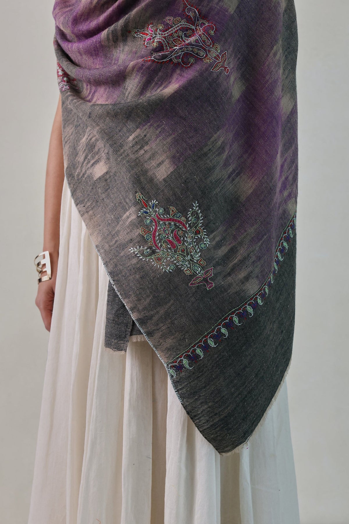 Grey and Violet Pashmina Stole