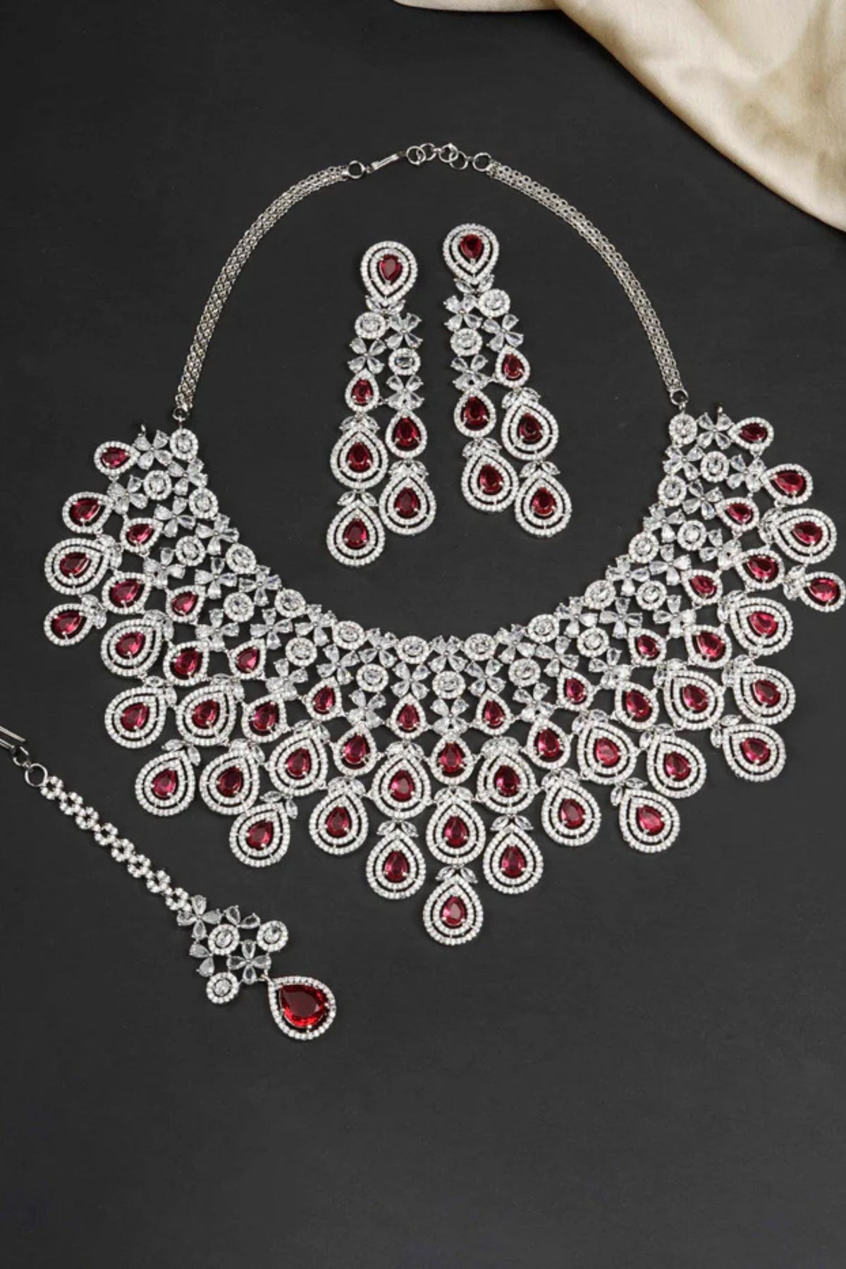Pink Color Bridal Necklace Set
