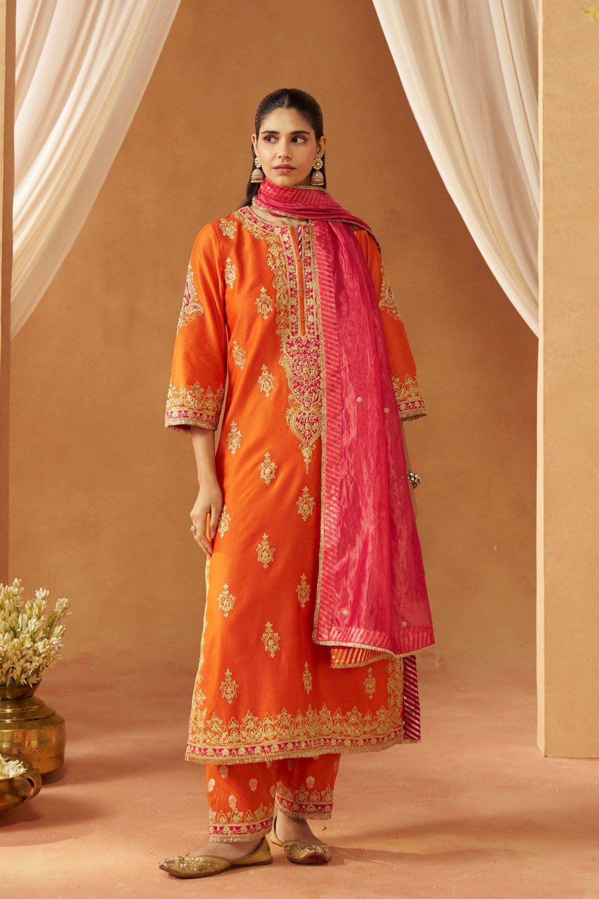 Mubina Burnt Orange Kurta Set