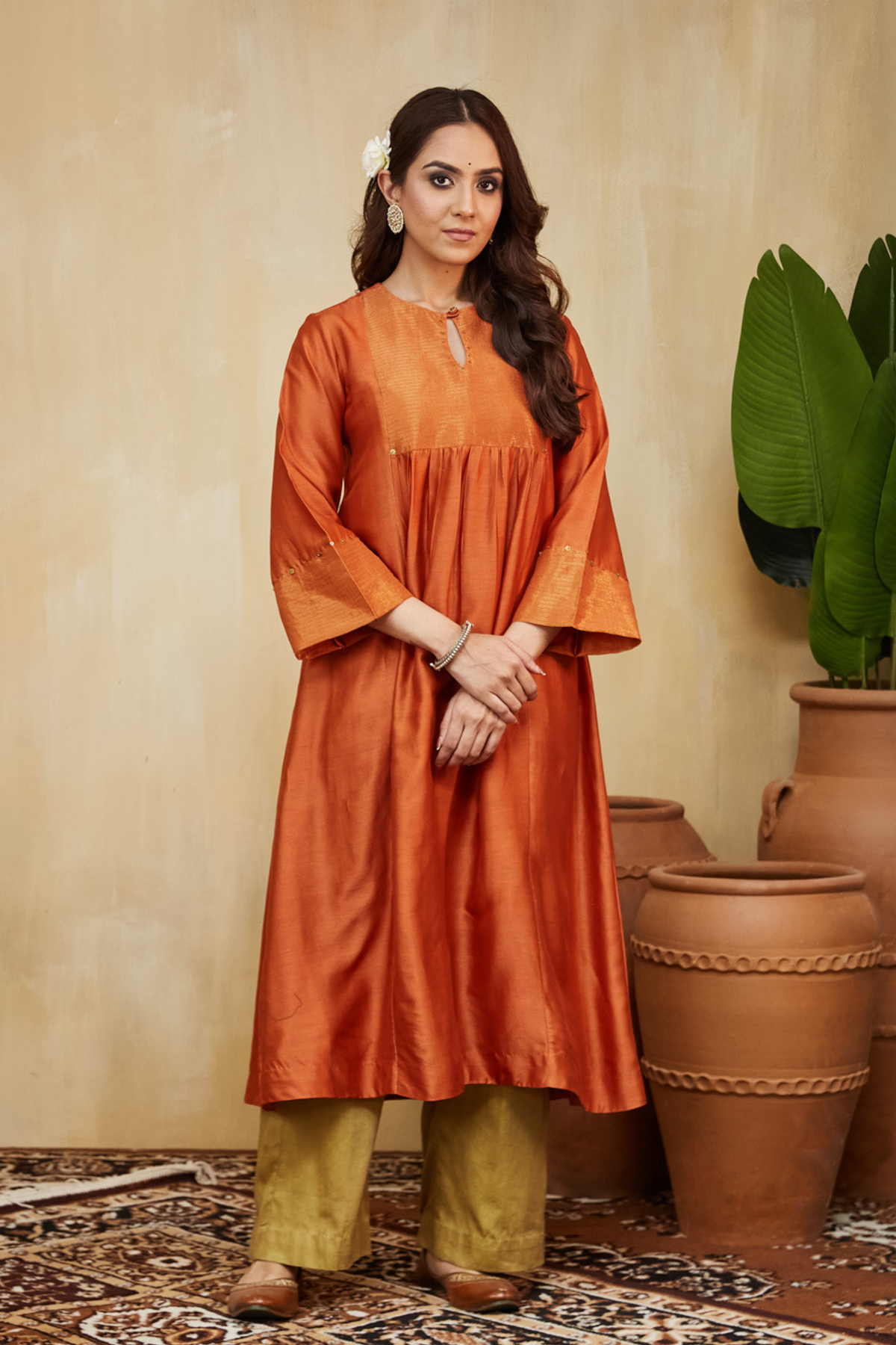 Orange Chanderi Giana Kurta Set