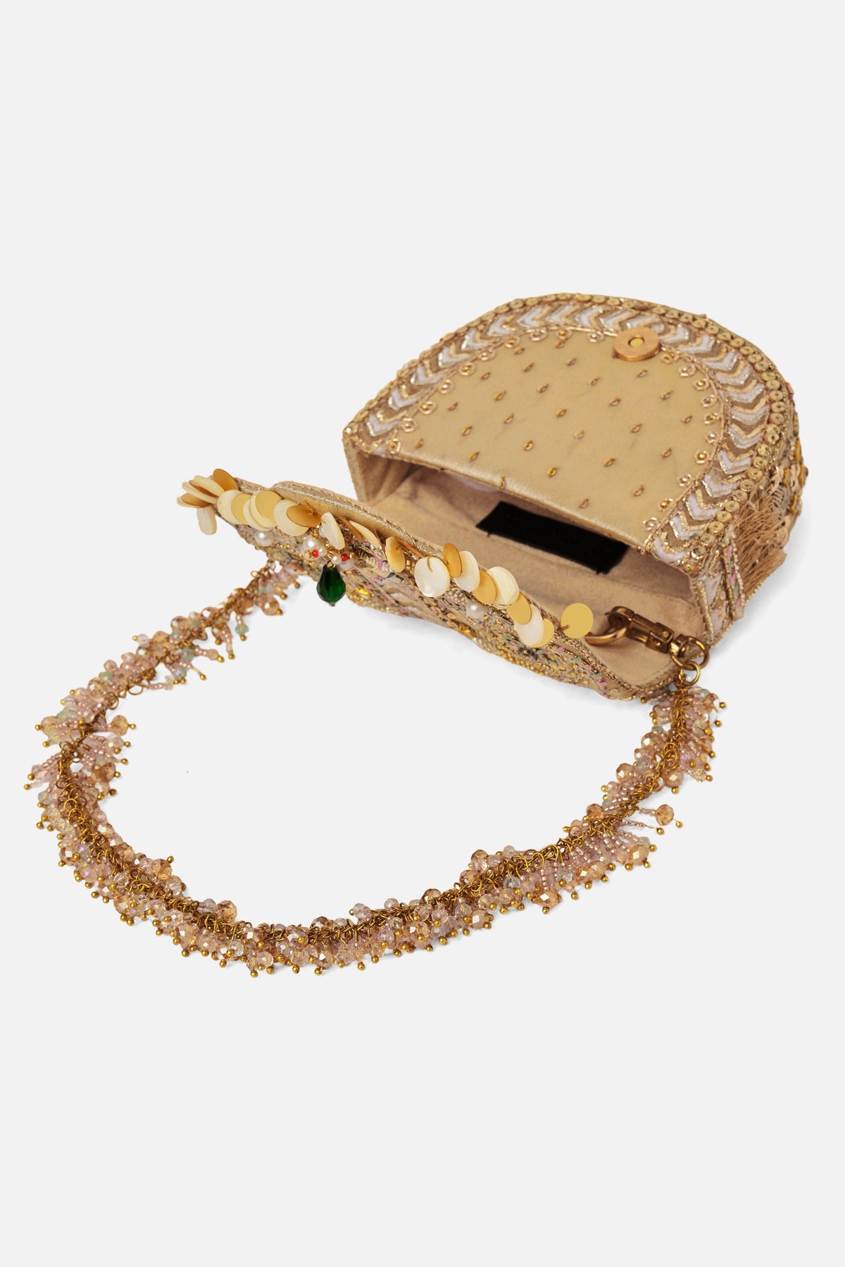 Rangrez Mini Flapover Clutch – Gold Silver