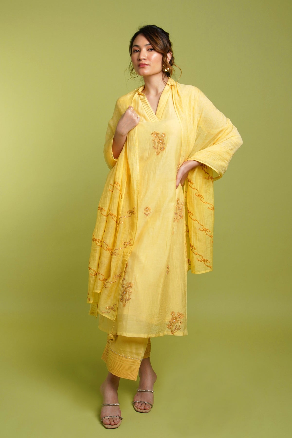 Yellow Floral Kurta Set