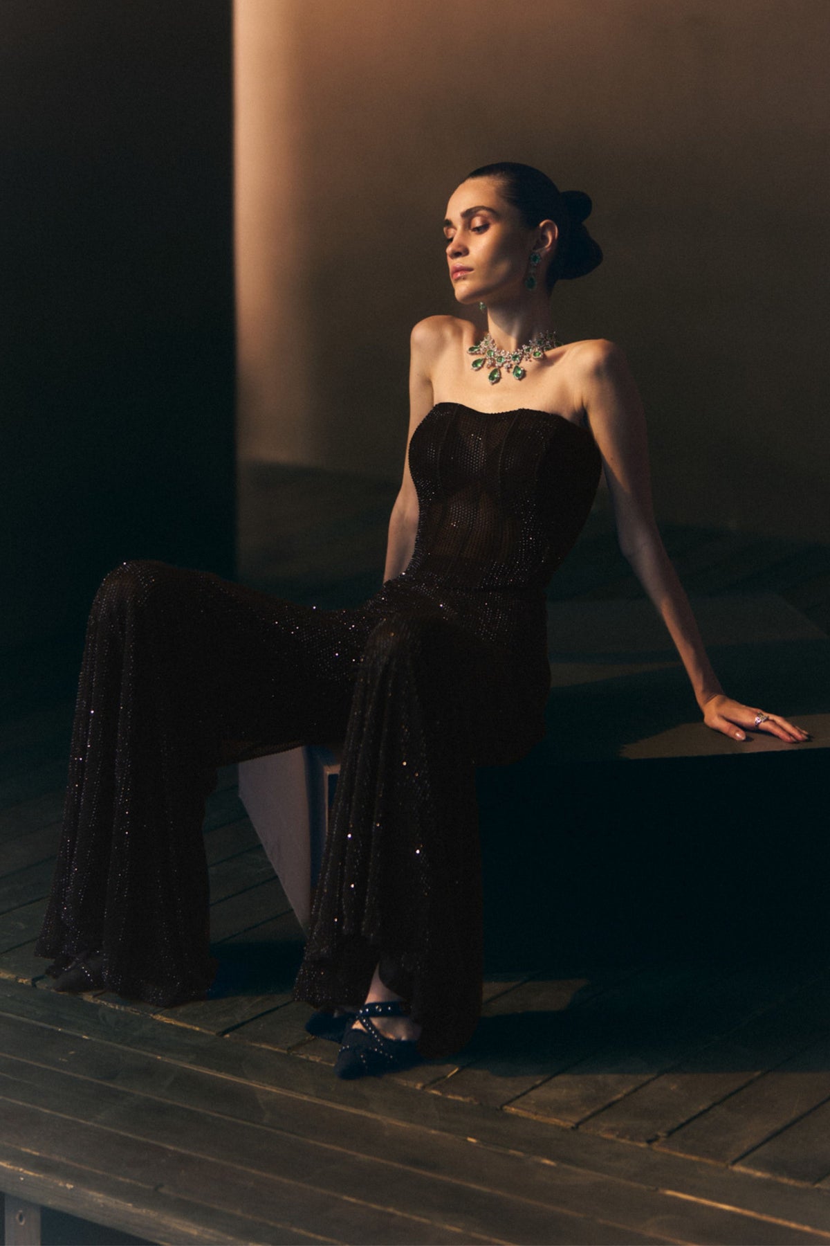 Onyx Sharara Pants with Corset Top