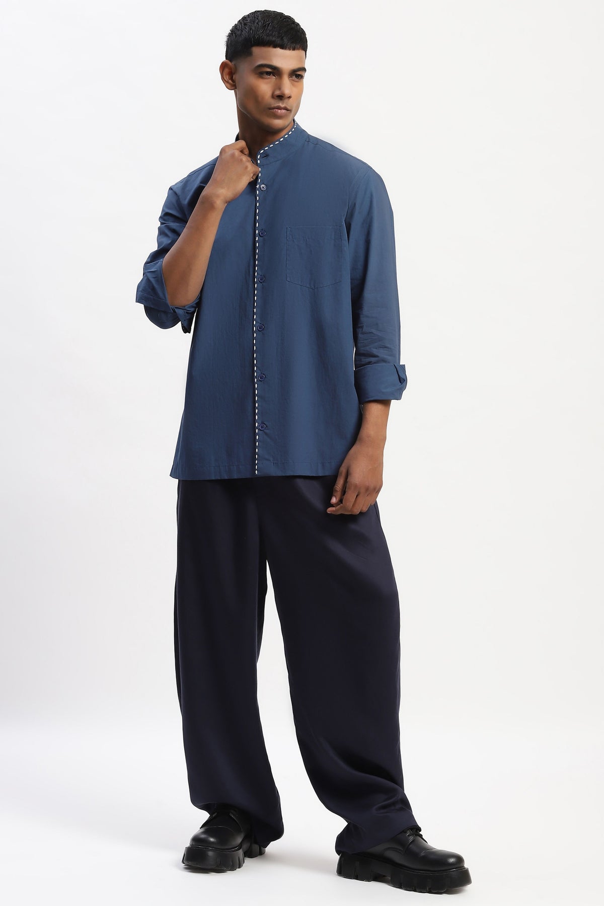 Blue Engineered Kantha Shirt