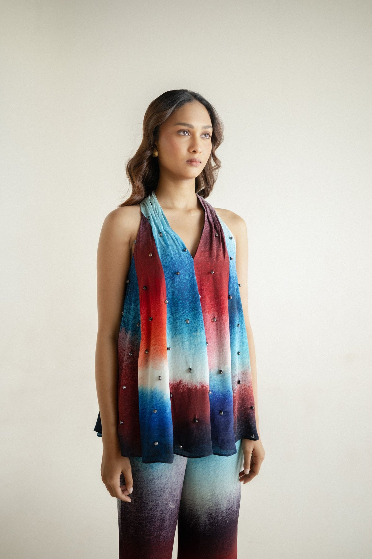 Multicolor Crepe Co-ord Set