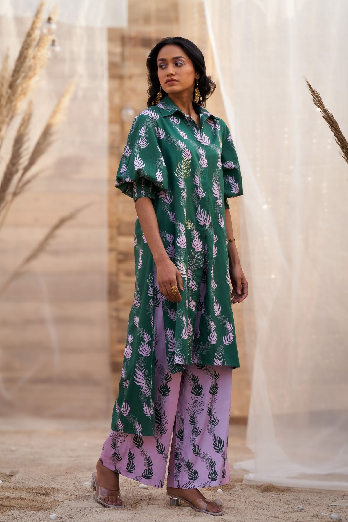 Reveria Printed High Low Kurta Set