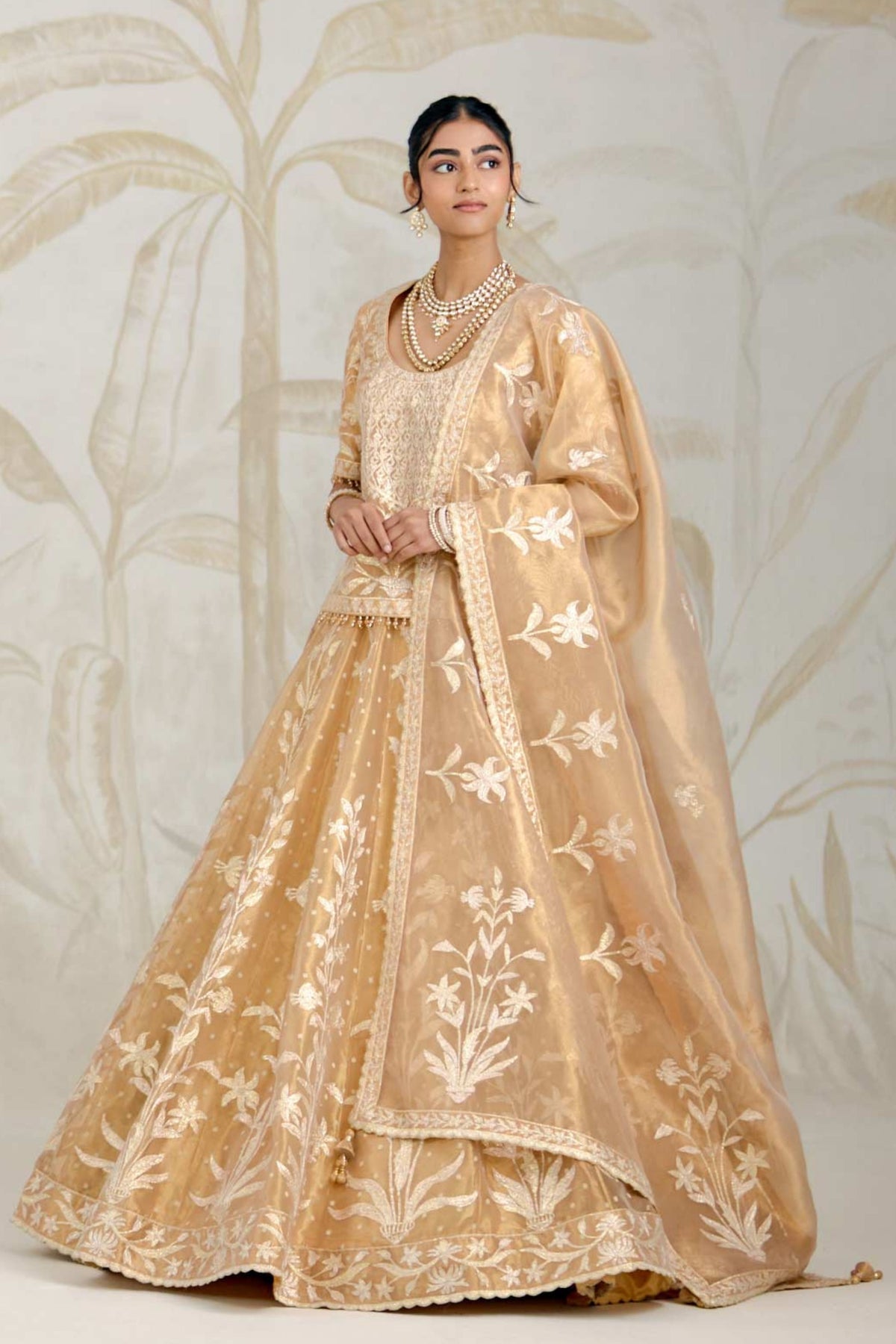 Gold Organza Kurta-lehenga Set