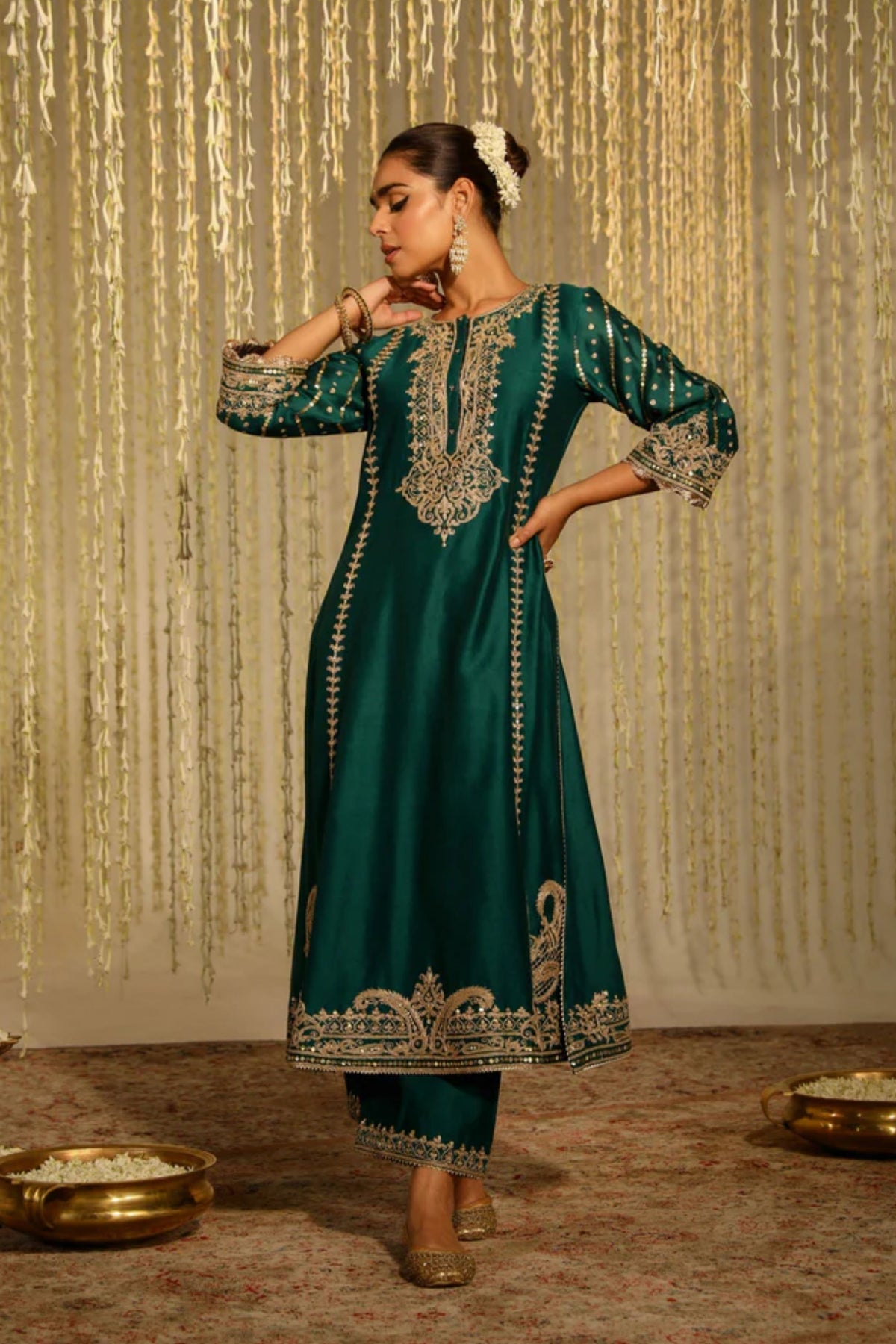 Sabirah Green Palazzo Set