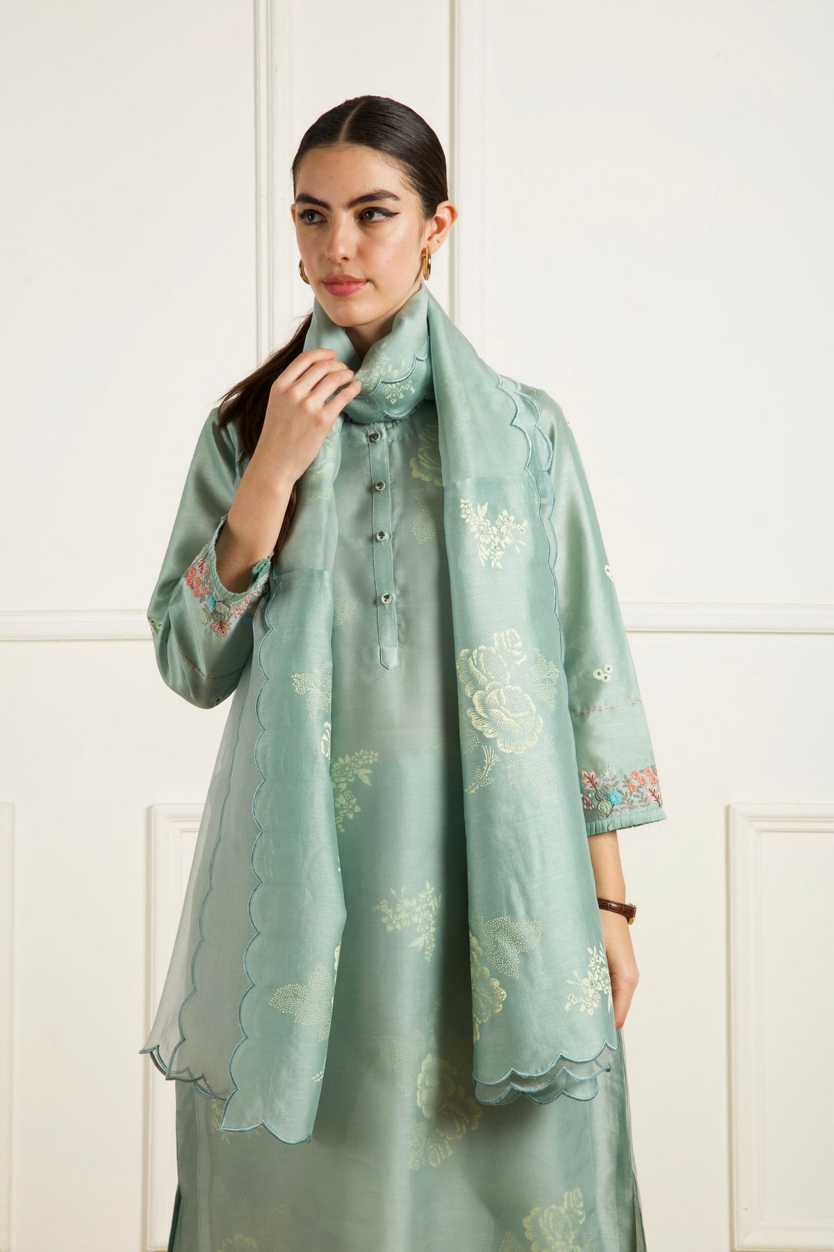 Mint Double Layer Kurta Set