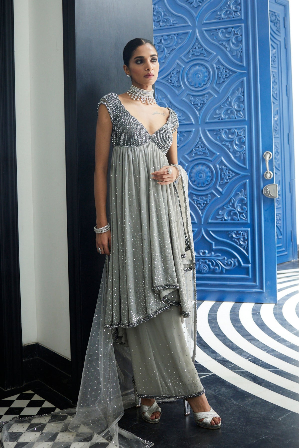 Crystal Grey Kurta Set